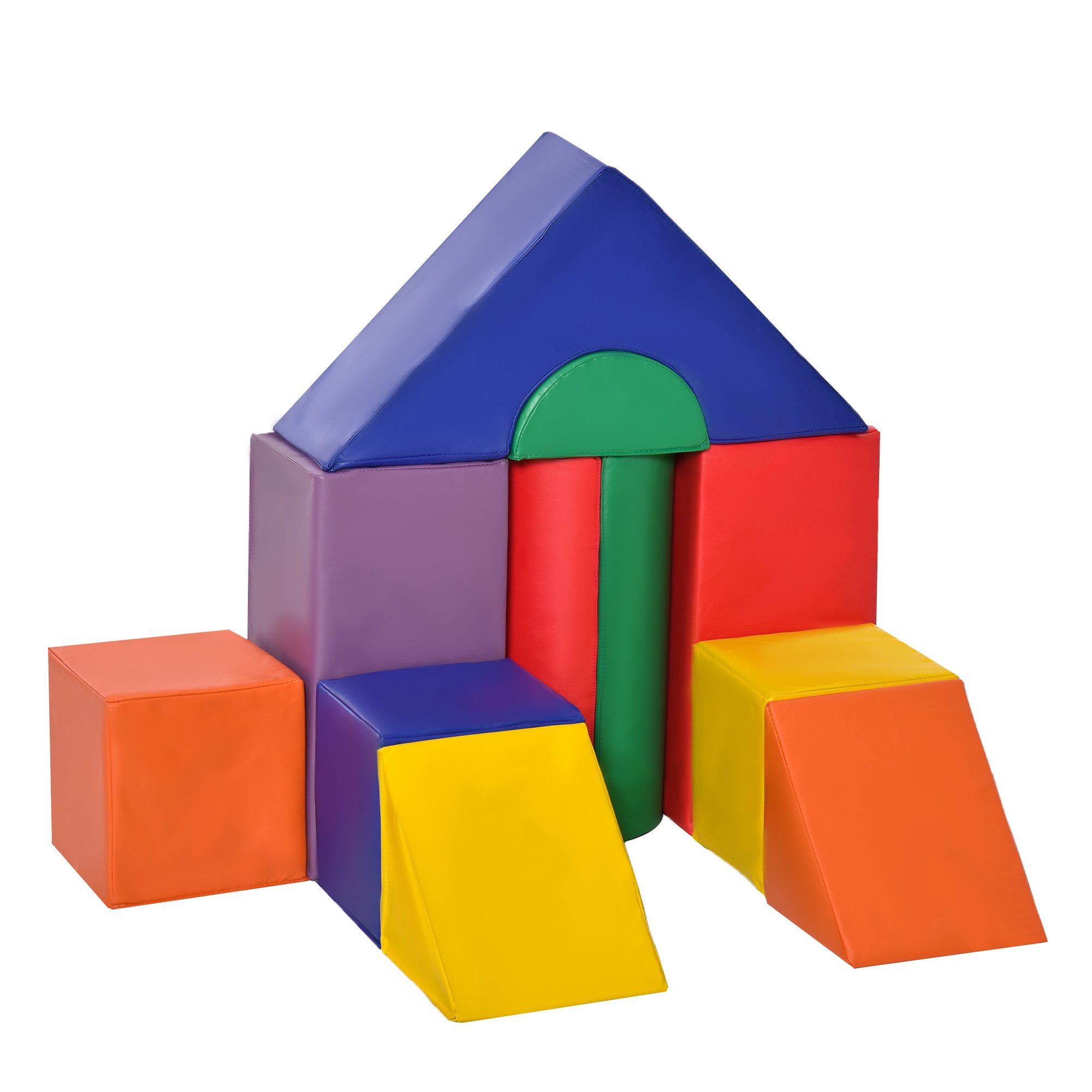HOMCOM Schaumstoffbausteine Bauklötze zum Toben, Klettern Spielbausteine, (Riesenbausteine, 11 St., Bausteinset), für 1-3 Jahre Kinder, Kunstleder, Bunt