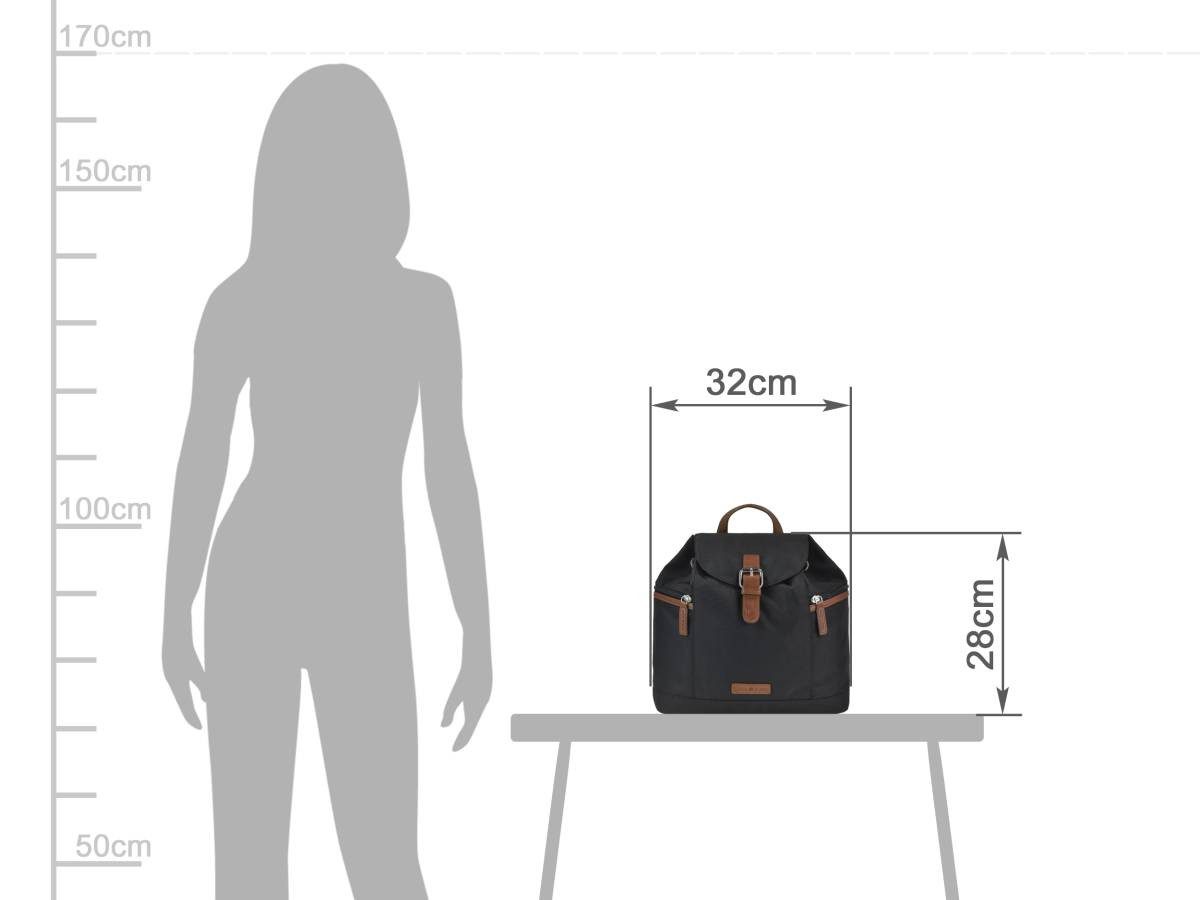 Greenburry Freizeitrucksack "Heidi", Rucksack 32x28cm, kleiner Damenrucksack Cityrucksack klein, schwarz