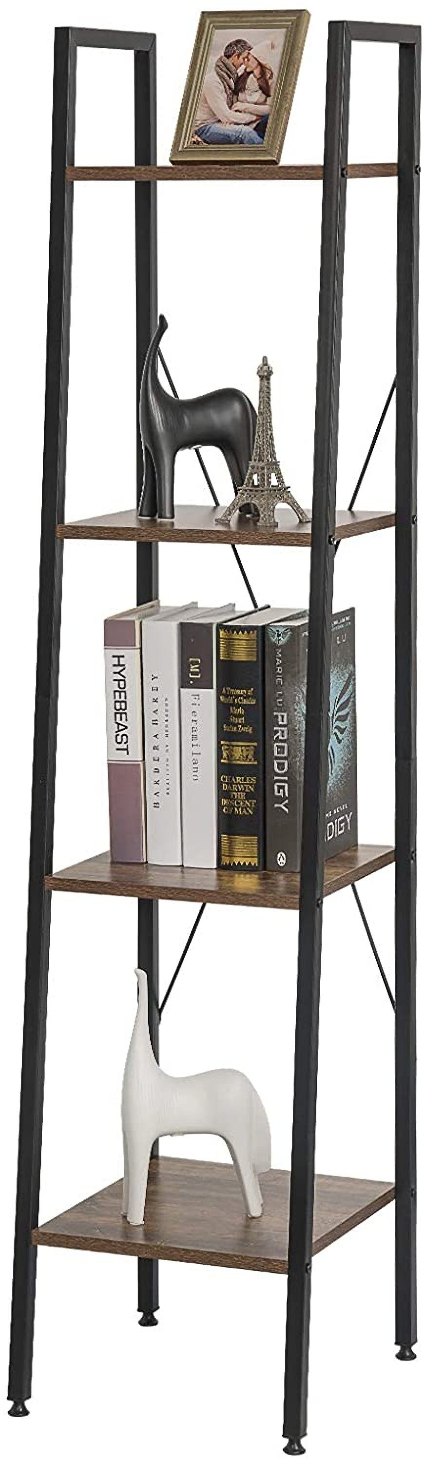 EUGAD Bücherregal, 1-tlg., Leiterregal mit 4 Ebenen, MDF, Metall 34x35x148 cm