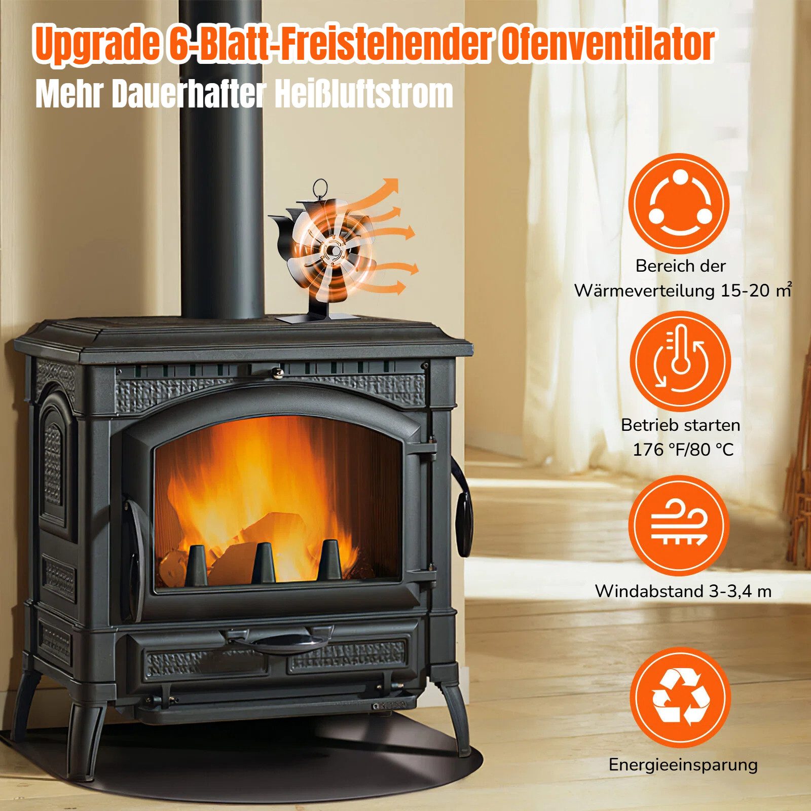 BlingBin Kaminventilator Ofenventilator Ohne Strom, Leiser günstig online kaufen