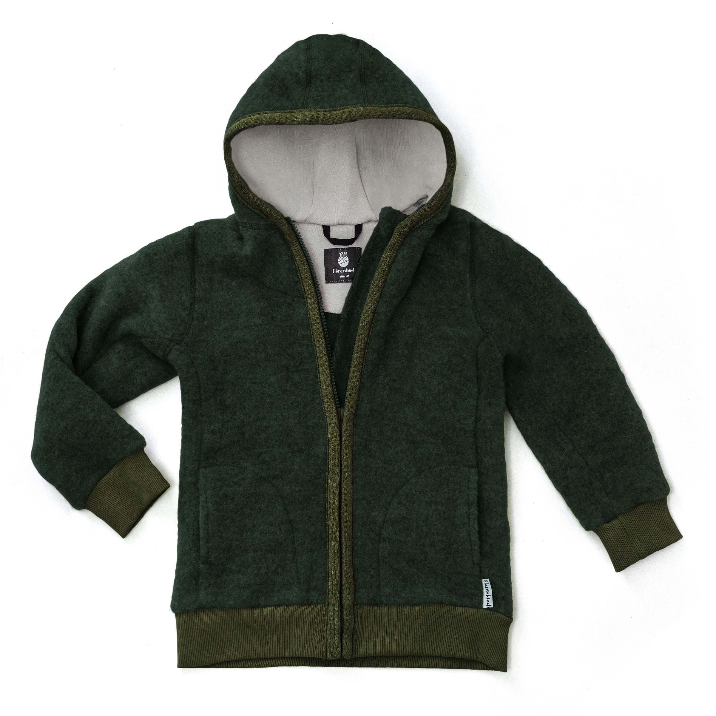 Ehrenkind Fleecejacke für Kinder aus feinster Bio-Merinowolle (Baby Jacke aus Merino Wollfleece, Fleecejacke Kinder) Atmungsaktiv & temperaturausgleichend, Wollfleece