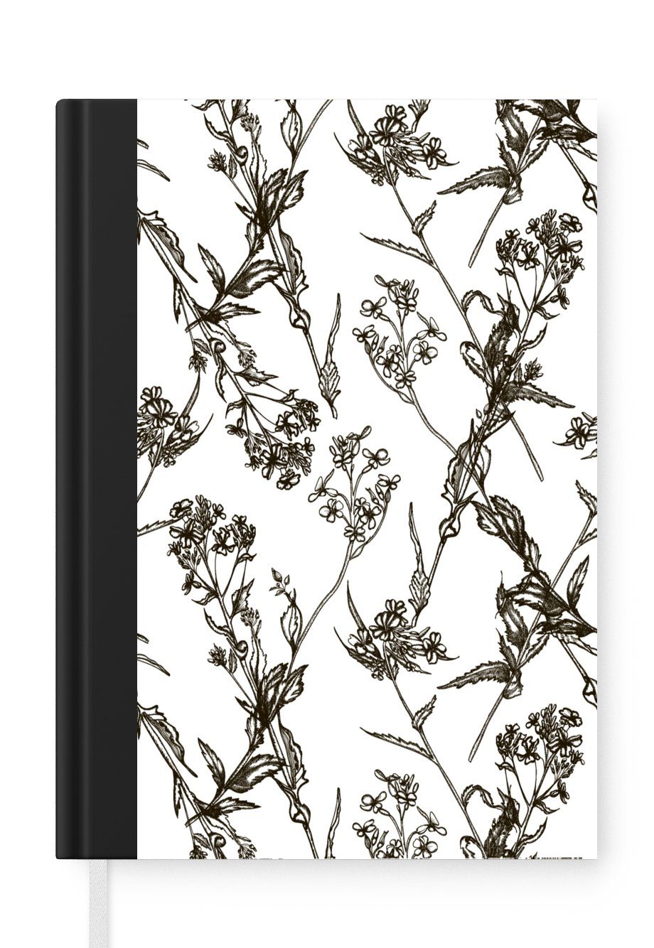 MuchoWow Notizbuch Vintage - Pflanzen - Blumen - Muster, Journal, Merkzettel, Tagebuch, Notizheft, A5, 98 Seiten, Haushaltsbuch