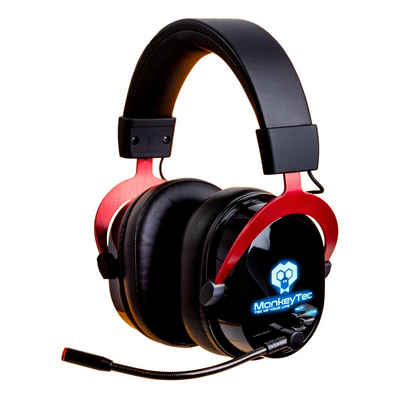 MonkeyTEC Wireless Gaming-Headset klappbares Mikrofon LED-Leuchte Konsole & PC Gaming-Headset (Wireless Gaming-Headset, Bluetooth, Konsole & PC)