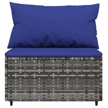 vidaXL Loungesofa Garten-Mittelsofa mit Kissen Grau Poly Rattan, 1 Teile