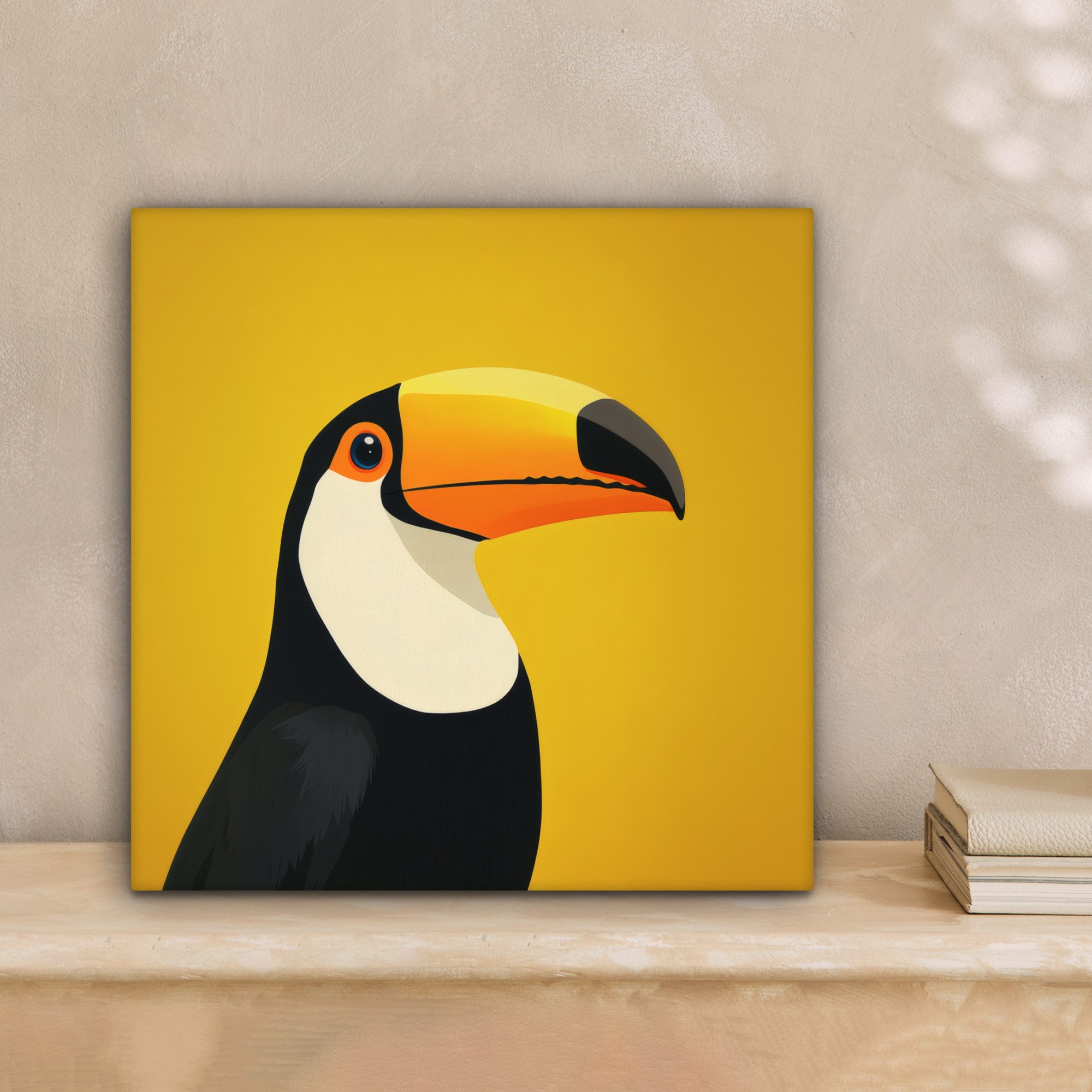 OneMillionCanvasses® Leinwandbild Tukan - Minimalistisch - Schnabel - Orang günstig online kaufen