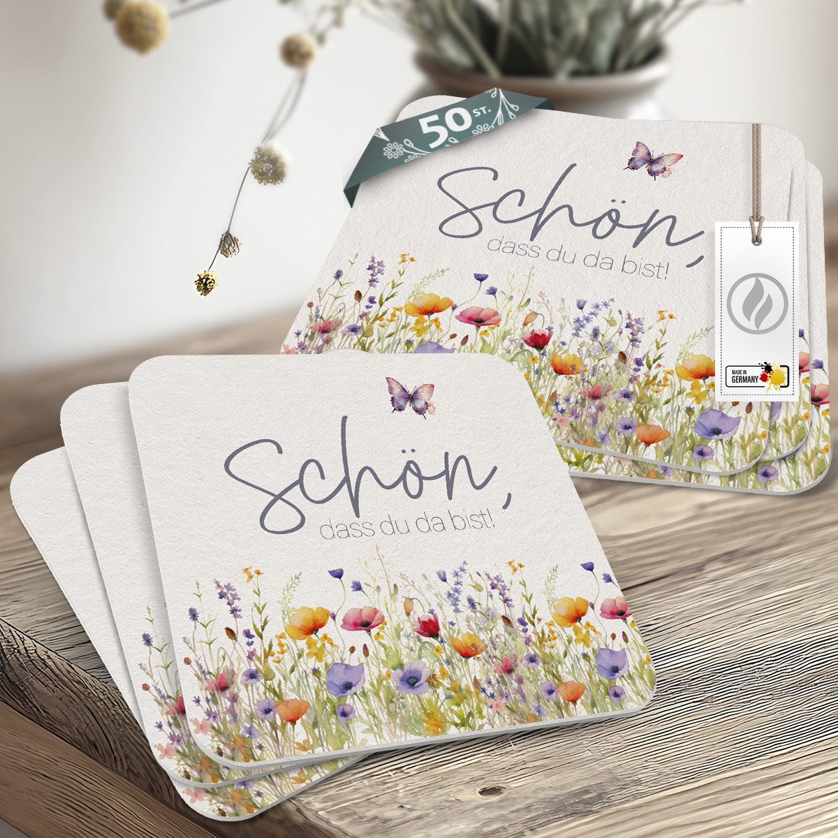 Funke & Brand Каботажное судно 50 Каботажное судно "Schön, dass du da bist" - Floral Butterfly Wildblumen