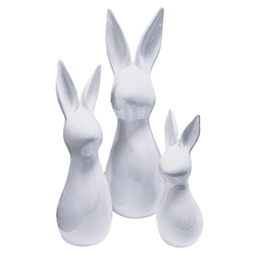 formano Osterhase Dekofigur Hase Modern Basic-Weiß, 3 Größen, (Stück, 1), Glänzend glatte Optik
