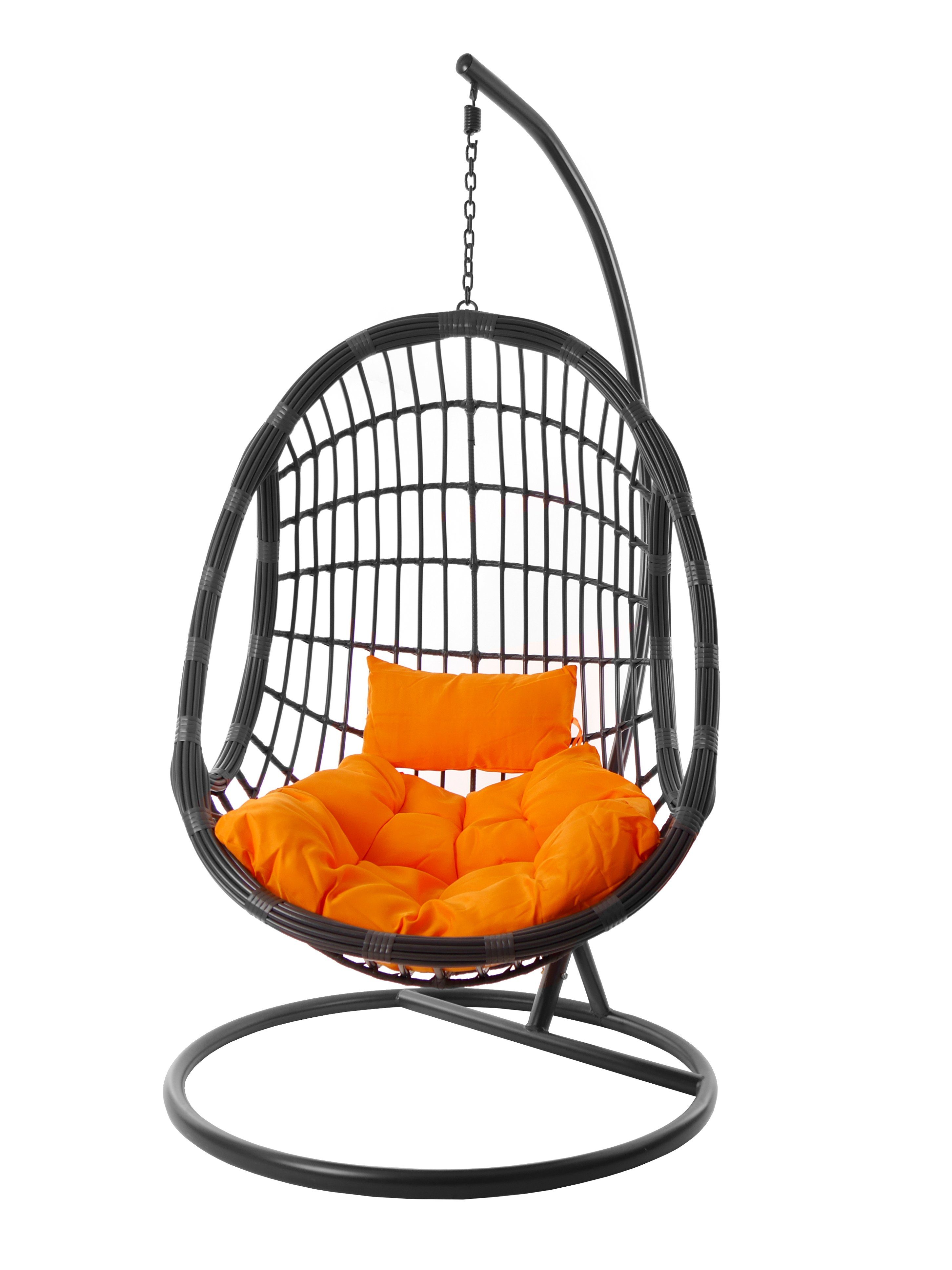 tangerine) Hängesessel Hängestuhl eleganter inklusive Kissen KIDEO grau, Gestell orange grau, PALMANOVA in Hängesessel und (3030