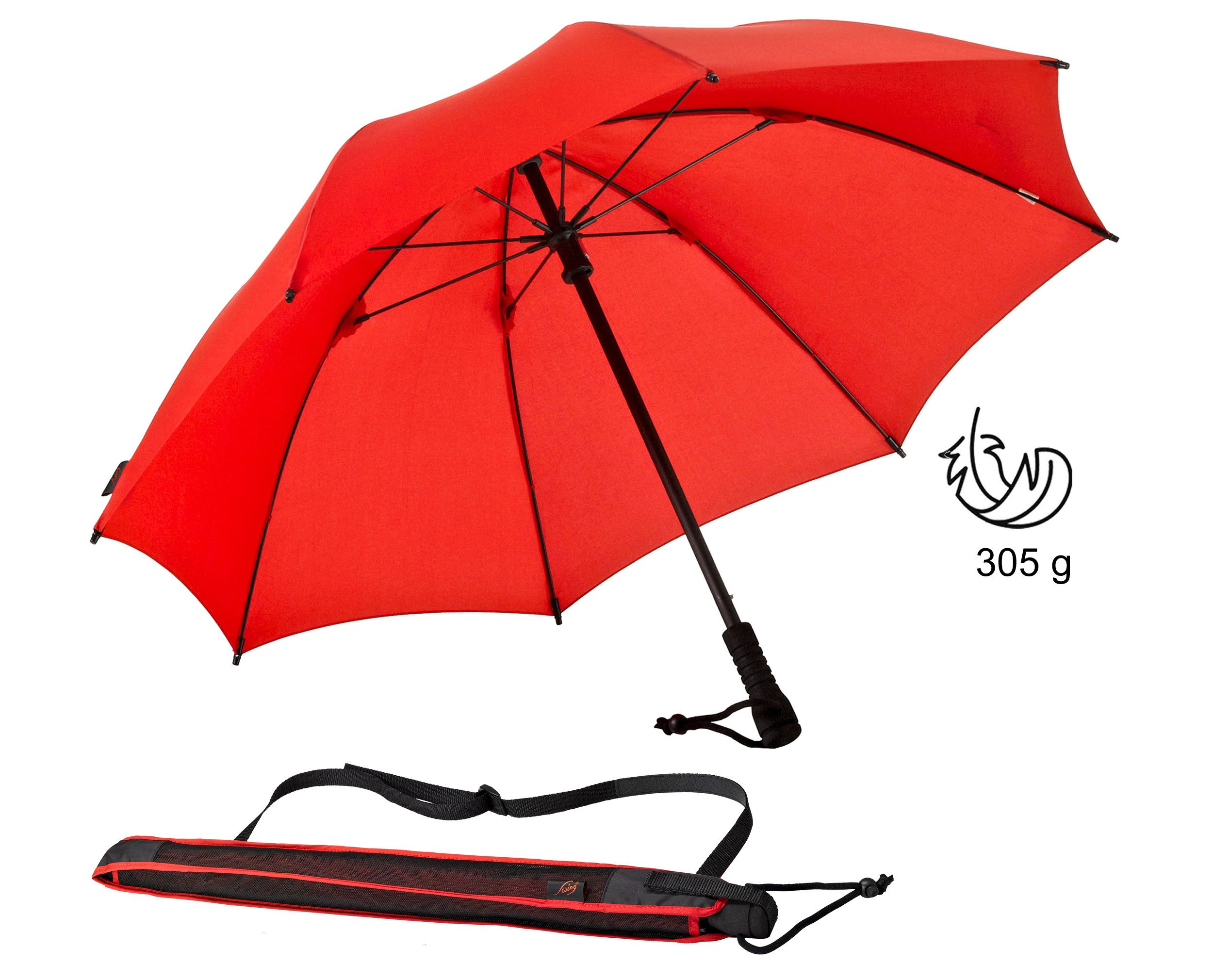 EuroSCHIRM® Stockregenschirm Swing, geringes Gewicht, mit Schultertragegurt an der Hülle