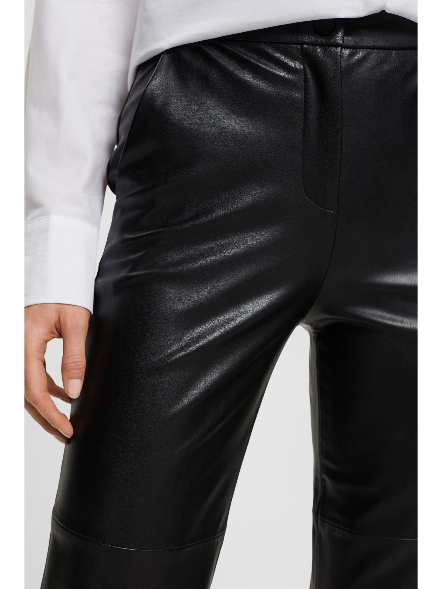 Esprit Collection 7/8-Hose Cropped-Hose in Lederoptik BLACK