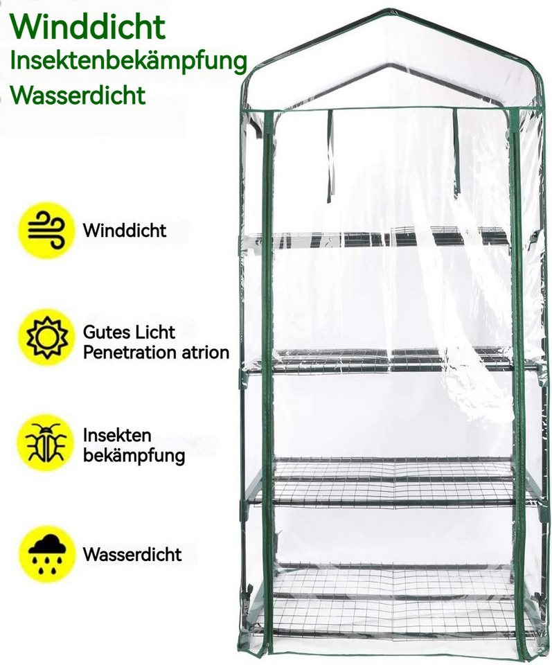 Thumbnail - BlingBin Foliengewächshaus Gewächshaus-Ersatzabdeckung, wasserdichte, transparente PVC-Abdeckung, BxTxH: 69 x 49 x 155 c...