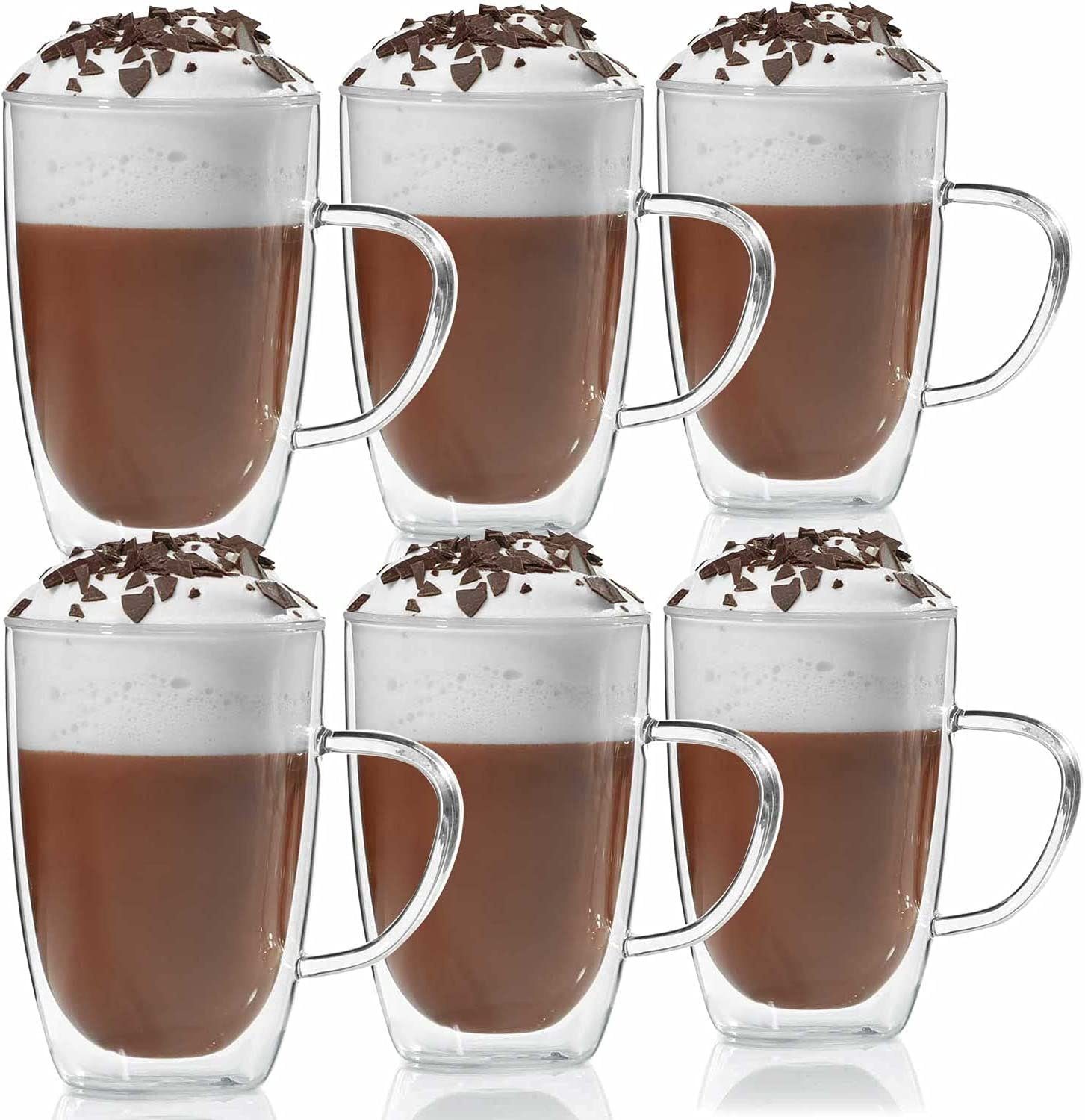 Dimono Tasse Dimono Doppelwandglas 300 ml – Trinkglas mit Griff aus Borosilikatglas, 6-tlg., Borosilikatglas, Wasser- Longdrink- & Cocktailgläser