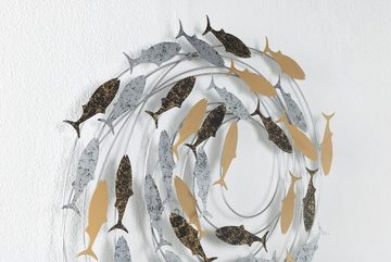 KUNSTLOFT Wanddekoobjekt Versammlung der Fische 78x89x5 cm, handgefertigte Wanddeko Metall