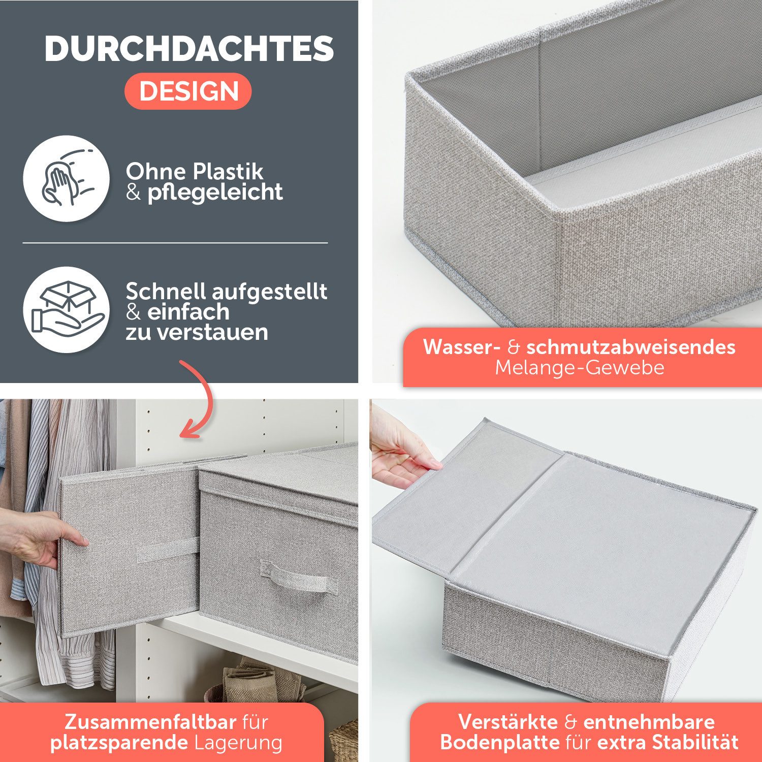 Blumtal Faltbox Kompatibel HEMNES, MALM, PAX Organizer Ordnungssystem Kleiderschrank (6 St), Faltboxen für BHs, T-Shirts - Boxen für Schrank – Bild 4 von 5