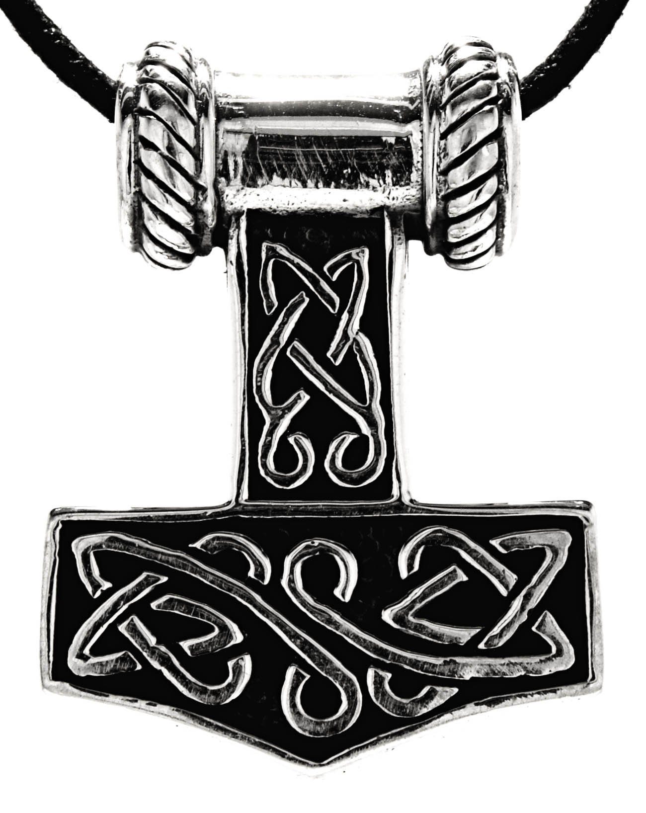 Kiss of Leather Thor Thorshammer Knotenmuster 925 Keltenknoten Silber Mjöllnir Anhänger Kettenanhänger
