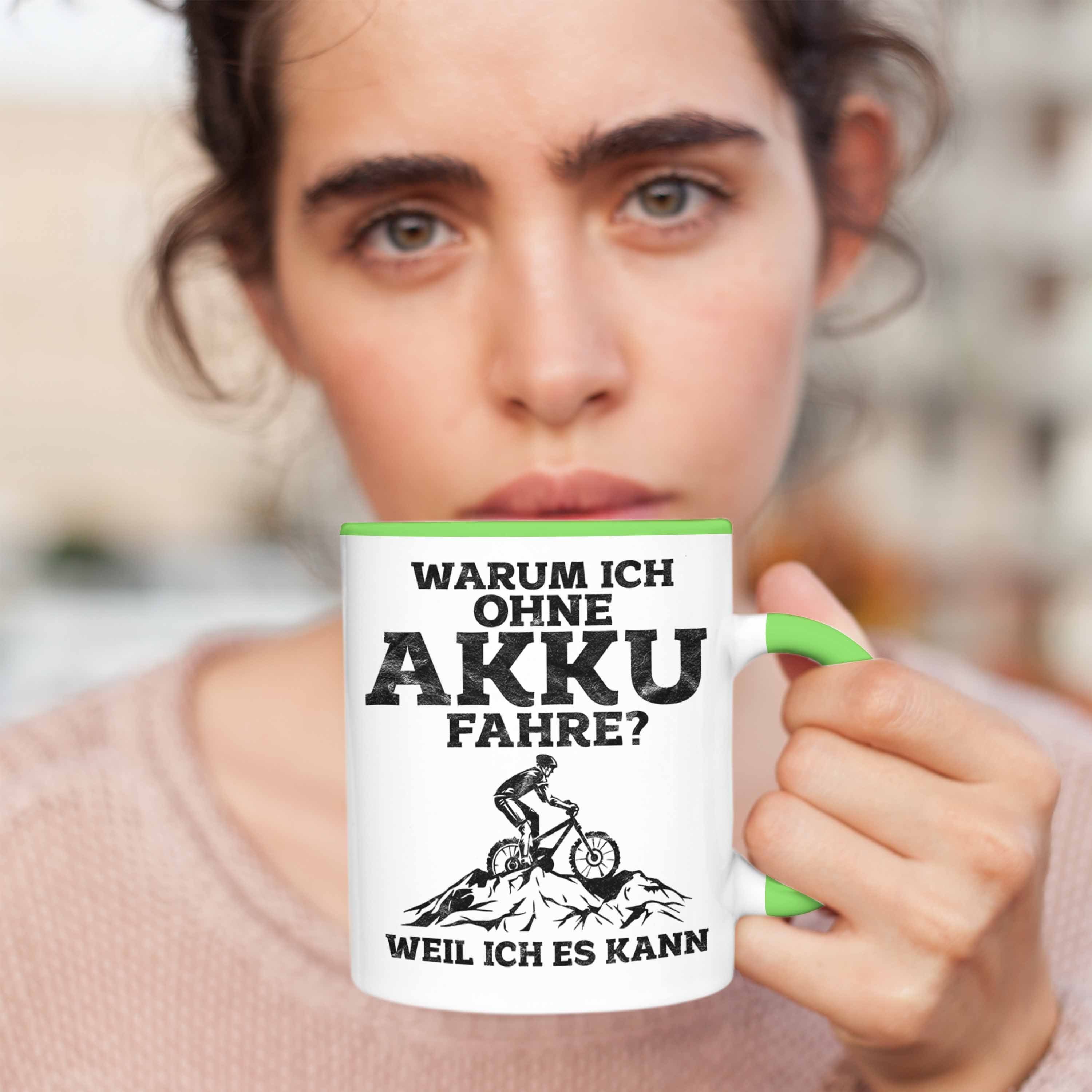 Radfahrer Grün Trendation Geschenkidee Tasse Lustige Anti-E-Bike Tasse Spruch