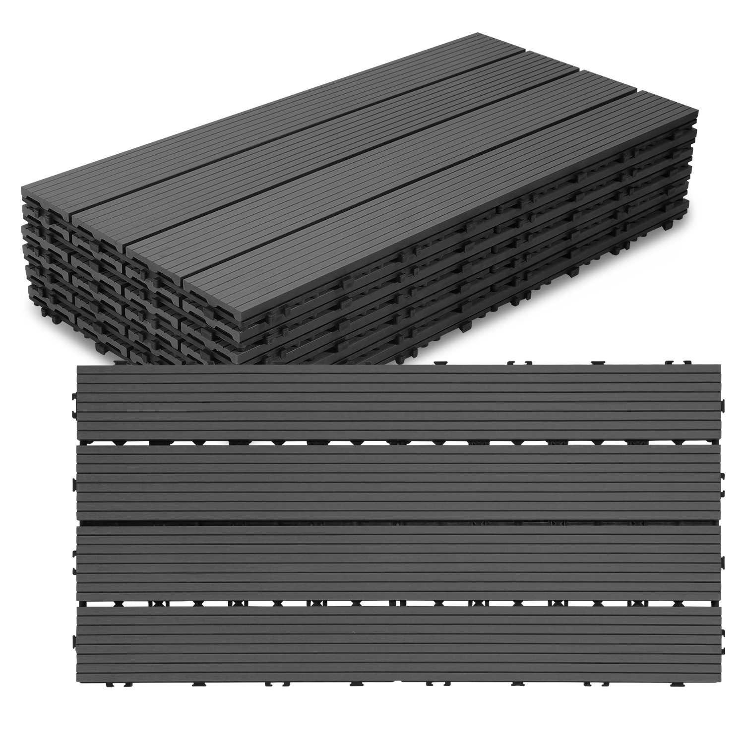 Clanmacy Holzfliesen WPC Terrassenfliesen Holzfliesen 60x30cm günstig online kaufen