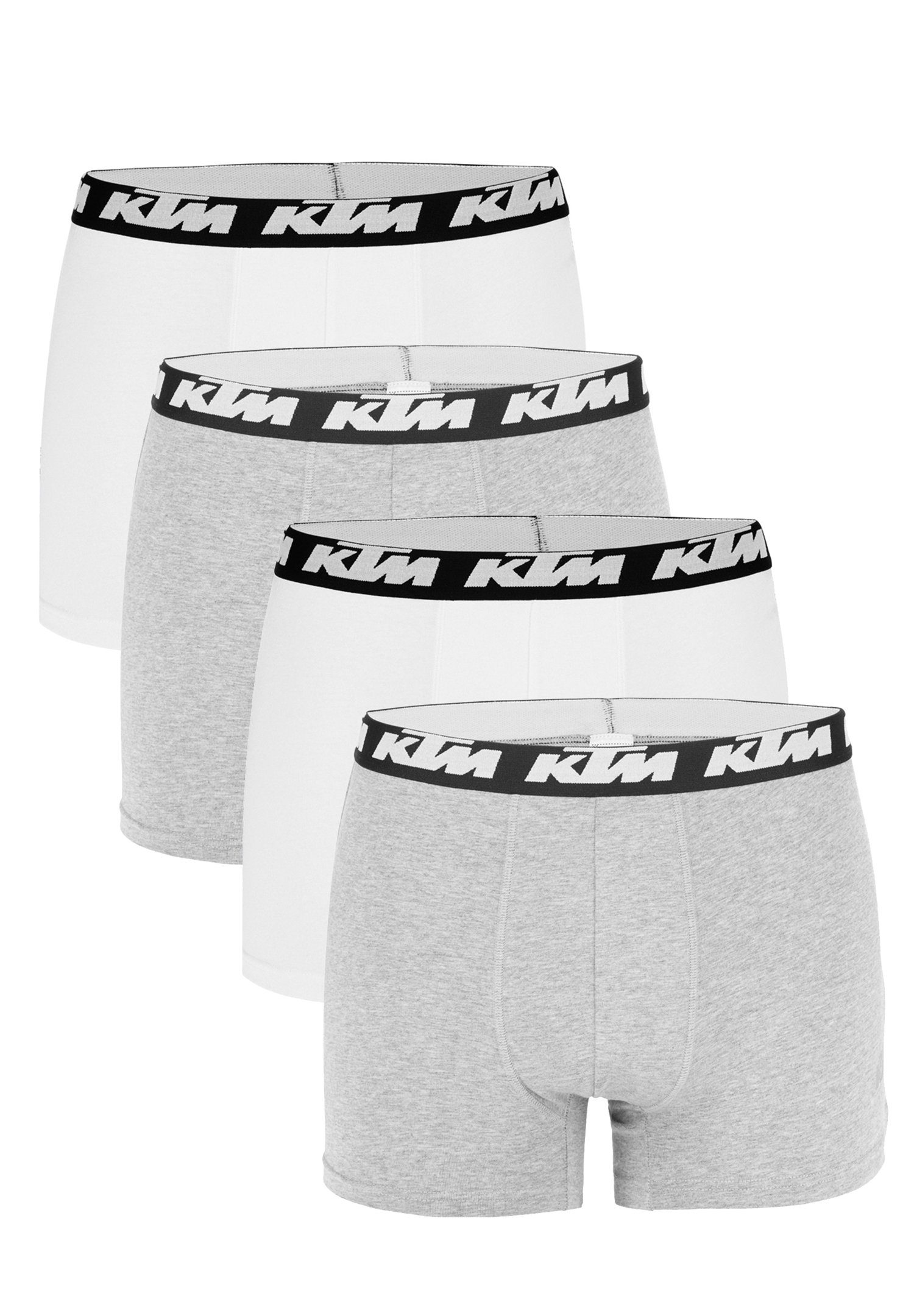 KTM Boxershorts 4er Pack Boxer Man Cotton (Set, 4-St., 4er-Pack) Light Grey / White