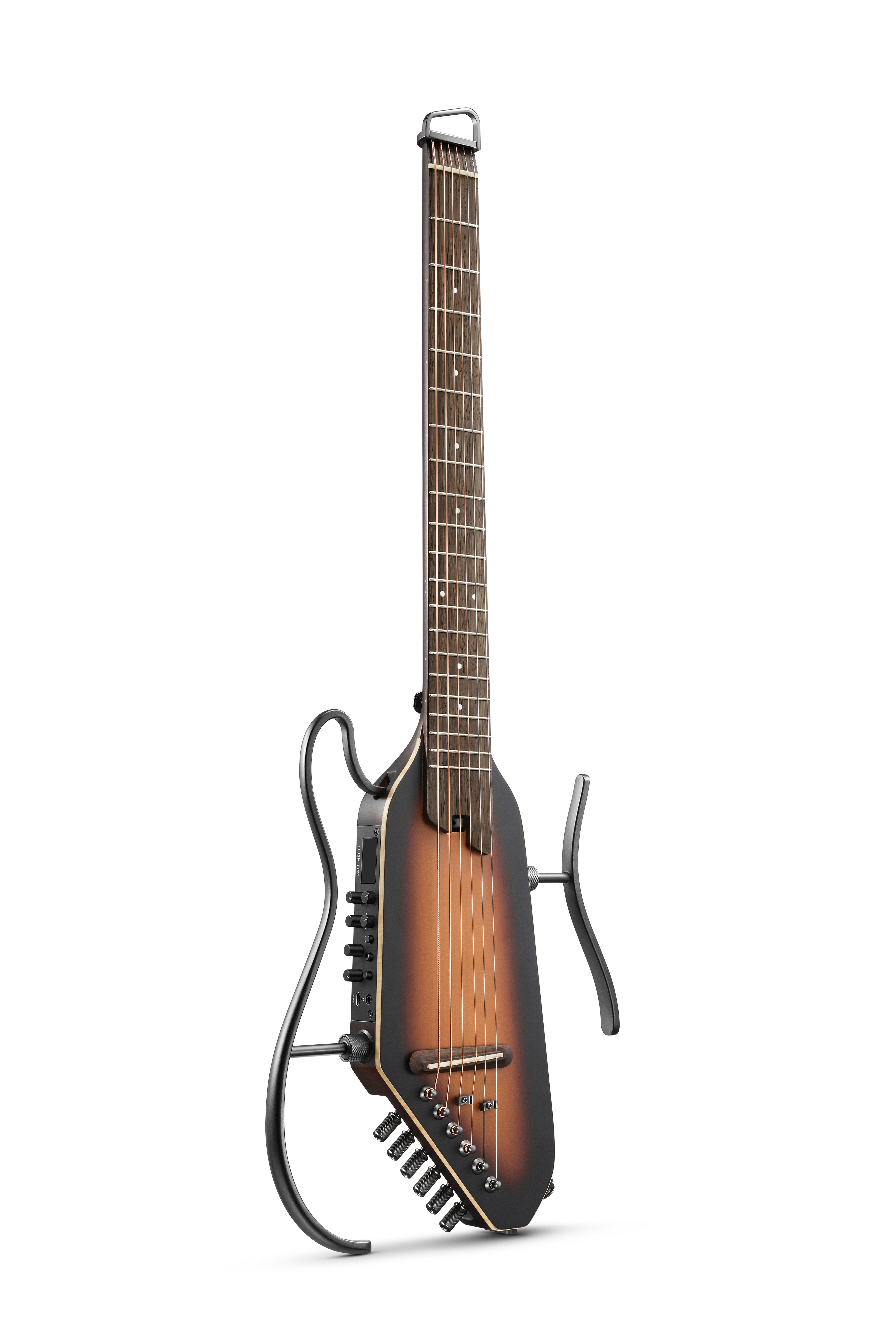Donner Akustikgitarre HUSH I PRO Reisegitarre Effekte Smart E-Gitarre Set mit Kopfhörer, Matt Federleichte kopflose Gitarre, Kopfhörer, Gigbag, Gurt, Ladekabel, Ideal für Reisen und zum Üben