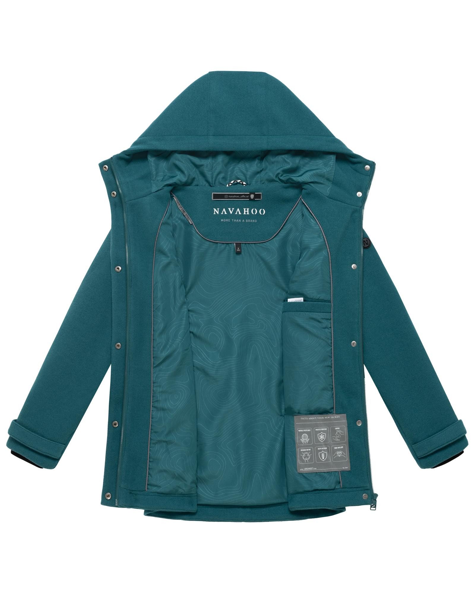 Navahoo Kurzmantel Lächelstern 14 Lange Damen Übergangsjacke in Wollmantel-Optik mit Kapuze – Bild 4 von 5