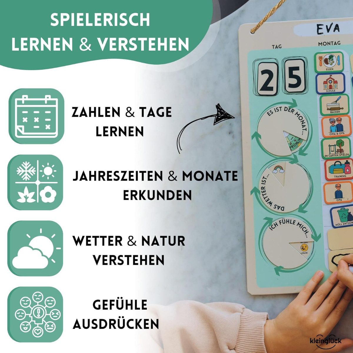 Kleinglück Magnettafel Wochenplaner Kinder Magnettafel Lernplaner für Kinder mit Magneten – Bild 3 von 5
