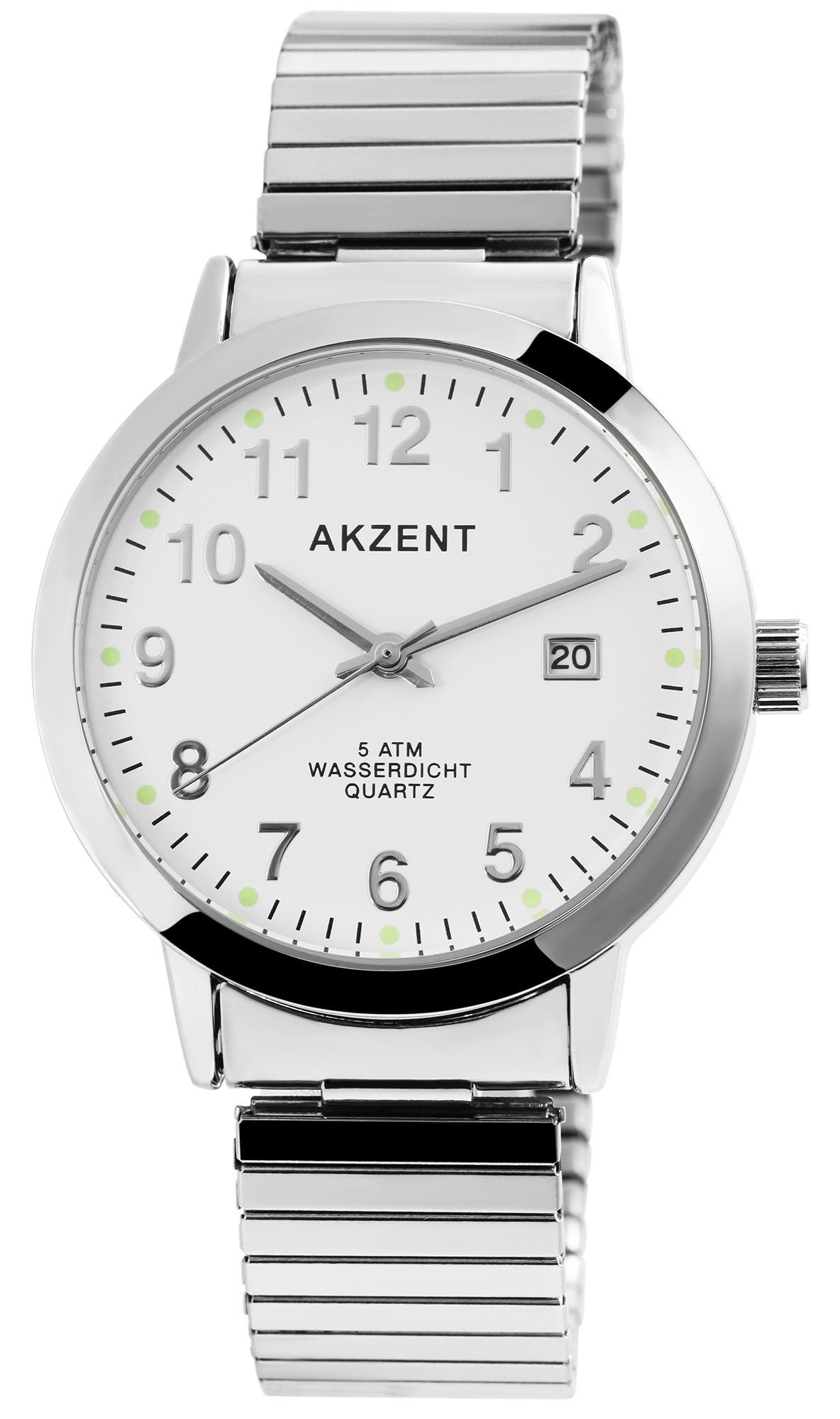 AKZENT Quarzuhr AK1695 Akzent Herrenuhr mit Edelstahlzugband, Herrenuhr Edelstahl