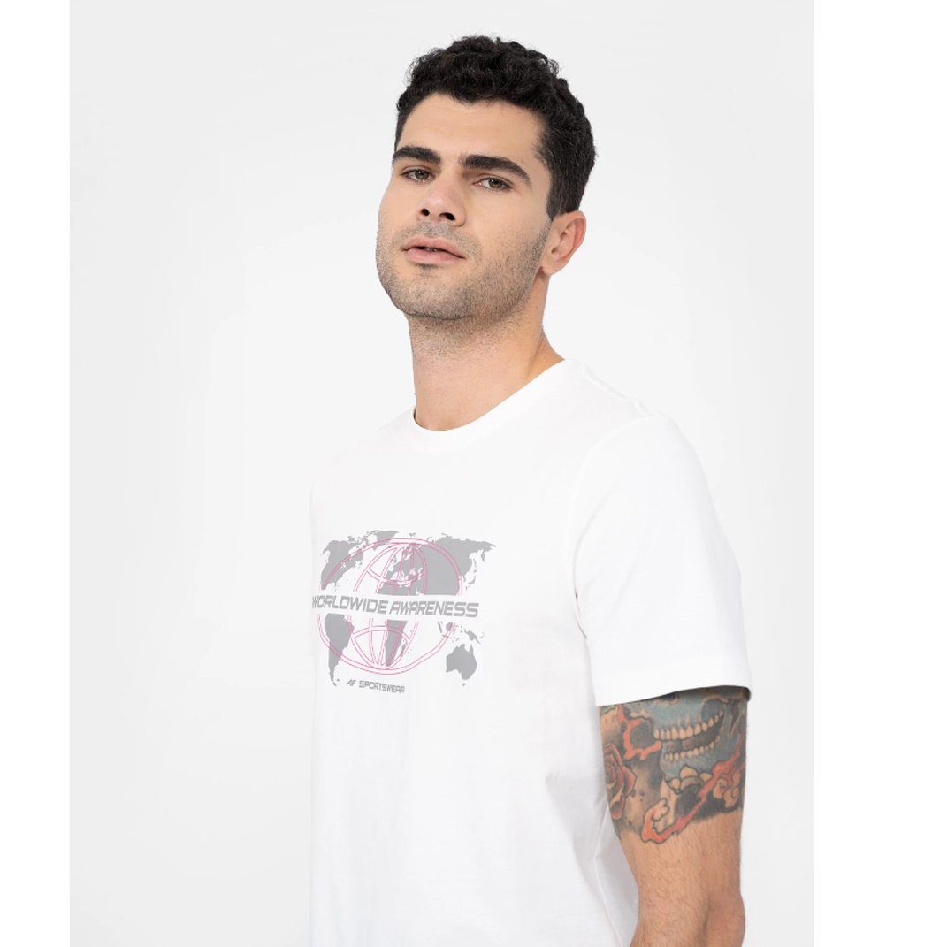 T-Shirt - weiß Baumwolle 4F T-Shirt Bio Print Herren 4F world, mit