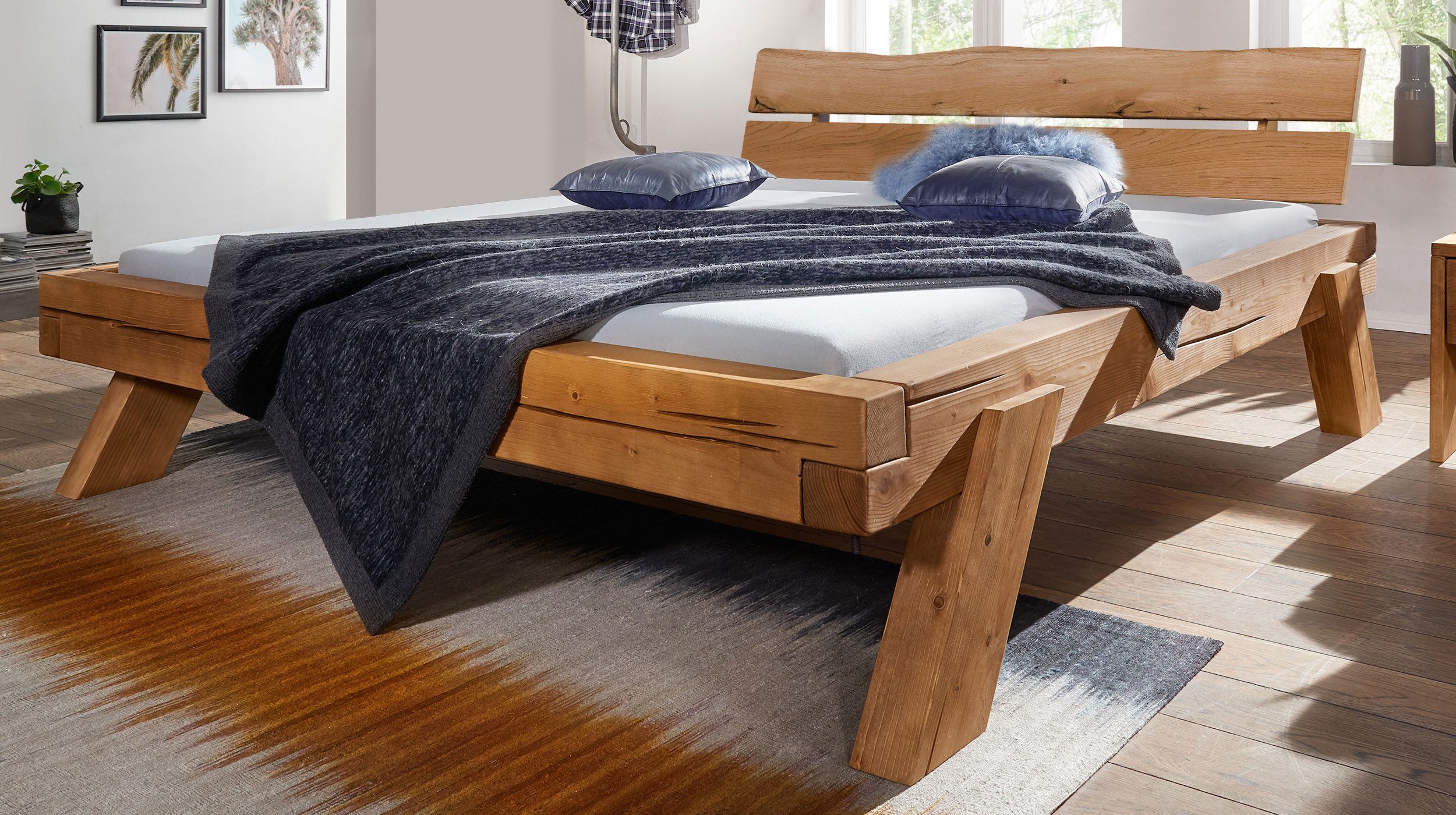Massivart® Massivholzbett Balkenbett BENKA / Fichte günstig online kaufen