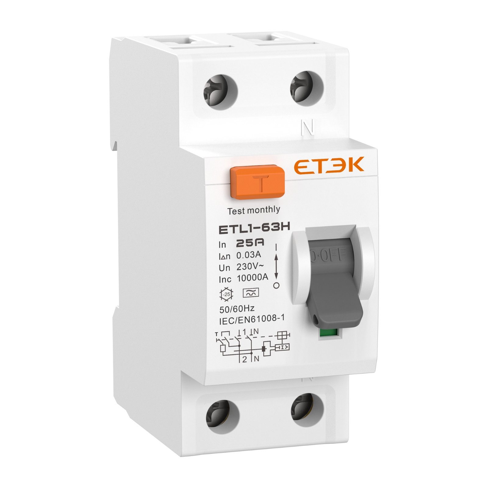 ETEK Electric Verteiler ETEK Electric ETL1 FI-Schutzschalter 25A 30mA 1P+N (2-polig), Typ A (RCD),  2-polig