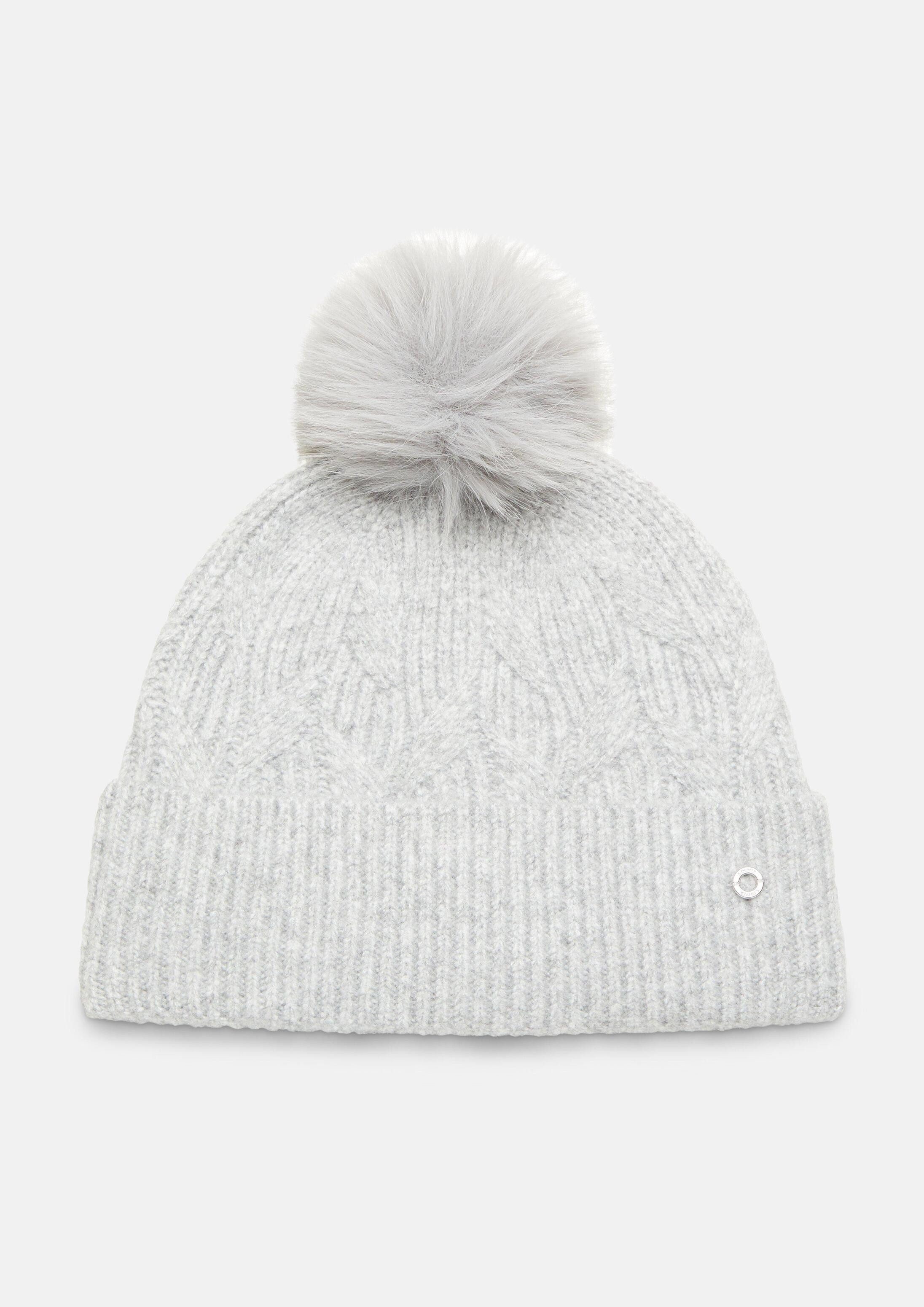 s.Oliver Strickmütze Mütze Mütze mit Zopfmuster und Fleece-Futter