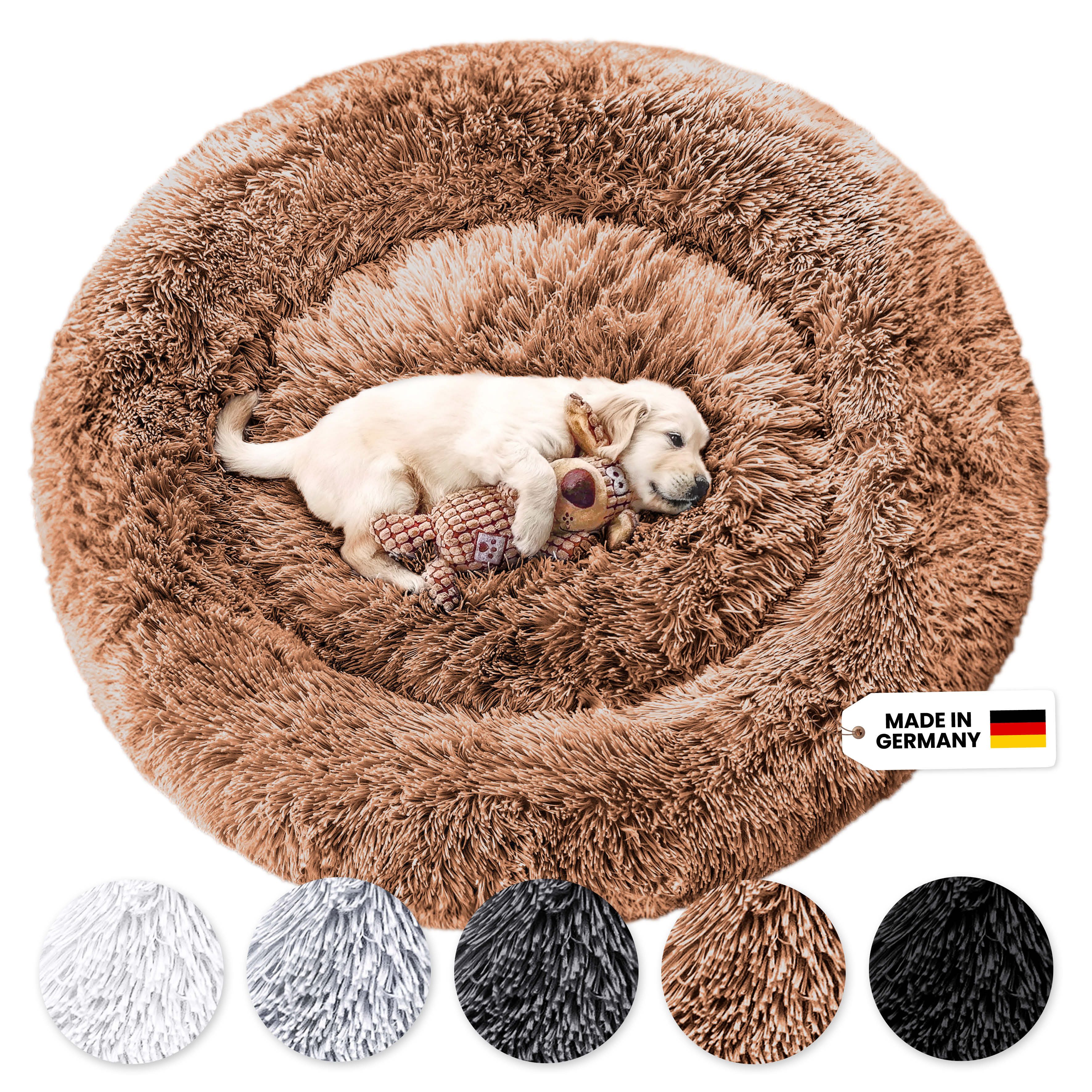 Wahre Tierliebe Tierbett - Flauschiges Hundebett Fluffy Plus, Deutschlands Original, 100% Polyester, Made in Germany, Verschiedene Größen und Farben, waschbarer Bezug