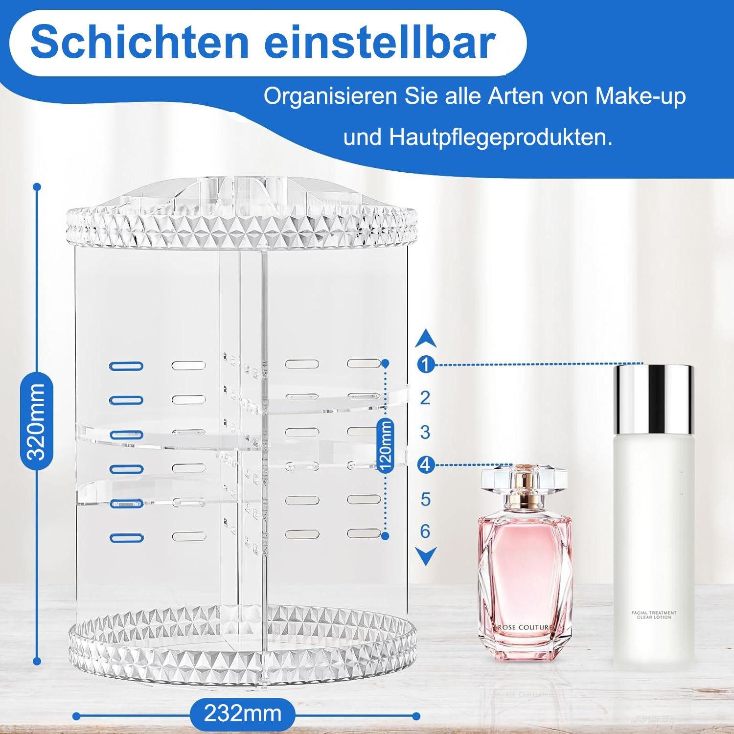 SURFOU Badorganizer Drehbarer Make up organizer schminktisch organizer kosmetik organizer (parfüm organizer, make up organizer drehbar, Richtige Größe, 1 St., 3 – Bild 5 von 5