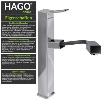 HAGO Waschtischarmatur Wasserhahn Chrom Mischbatterie ausziehbare Brause Waschtischarmatur