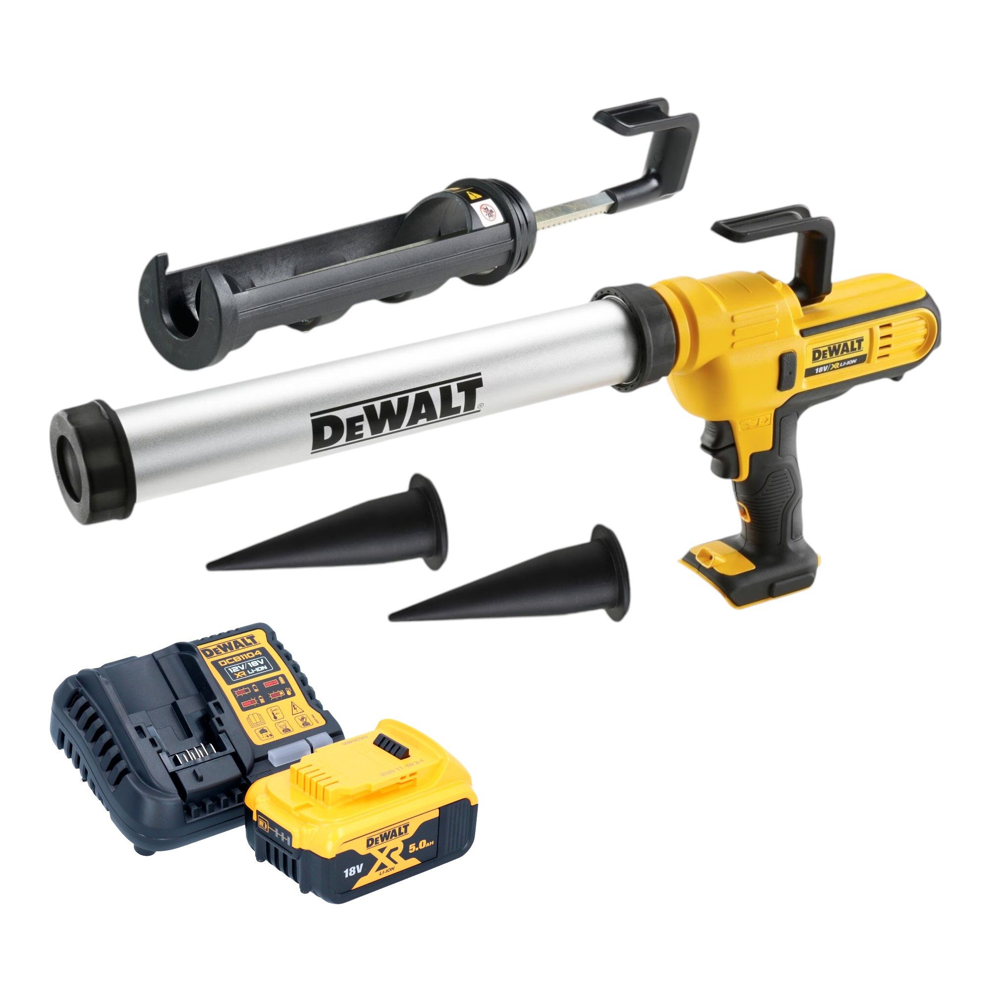 DeWalt Akku-Kartuschenpistole DCE 581 P1K 18 V 310 ml + 1x Akku 5,0 Ah + Ladegerät + Koffer