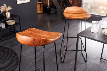 riess-ambiente Barhocker MAMMUT natur / schwarz (Einzelartikel, 1 St), Küche · Akazie-Massivholz · Metall · handmade · mit Fußablage · Design