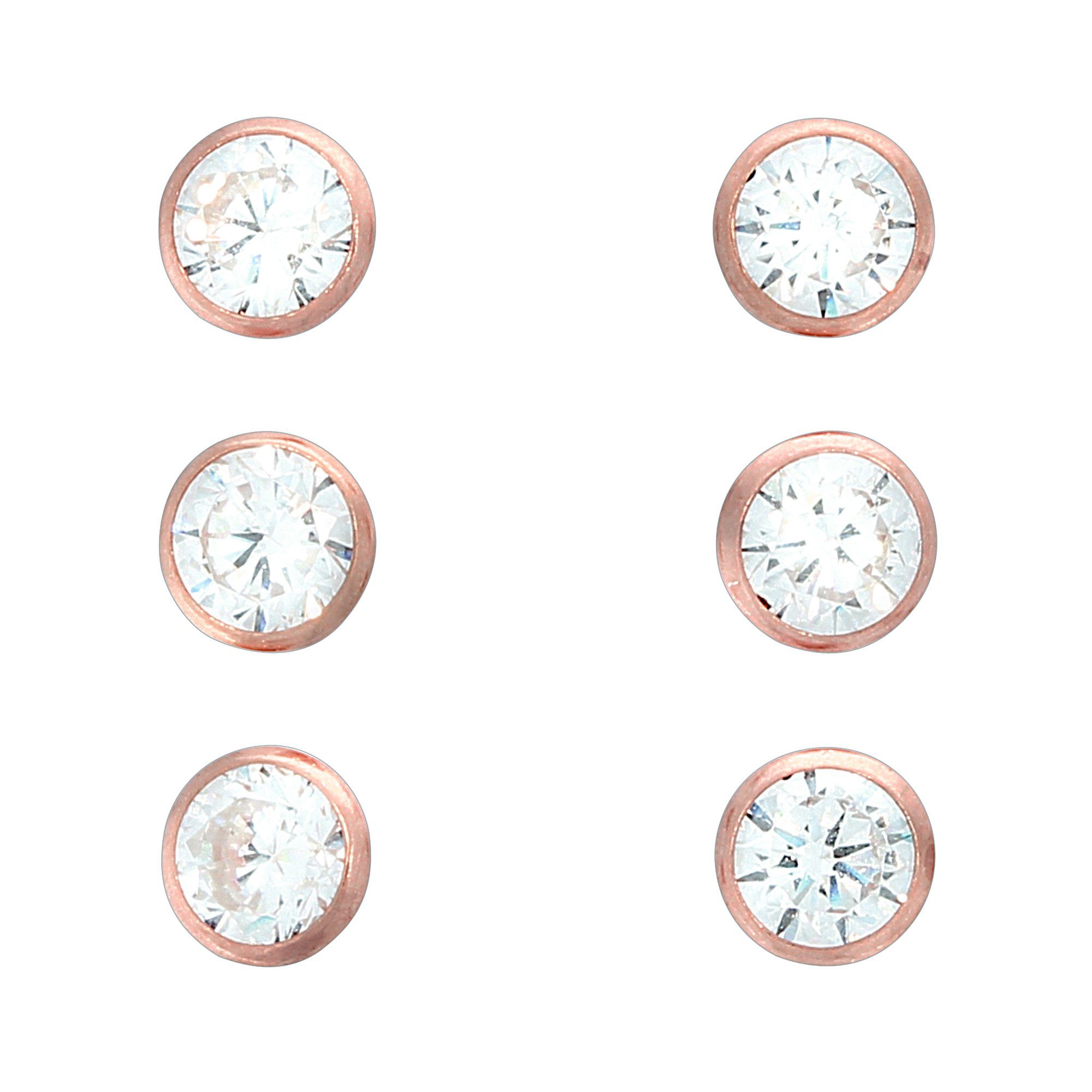 Vivance Paar Ohrstecker 925 Silber rotvergoldet 3er-Set 4mm