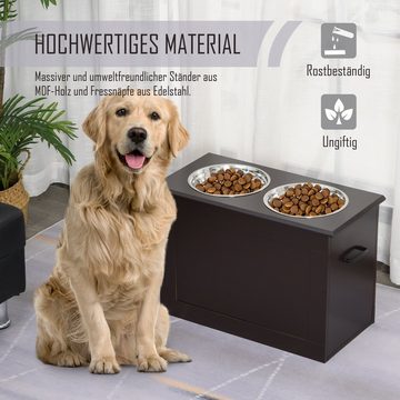 PawHut Napf-Set 2 Fressnäpfe, versteckter Stauraum