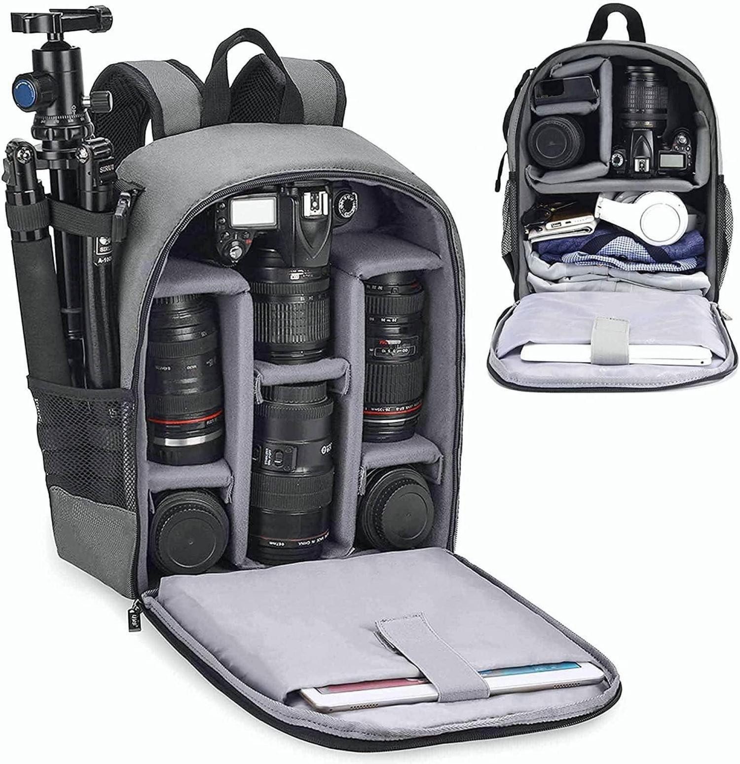 Kameratasche Kamerarucksack Wasserdicht Fotorucksack DSLR/SLR Sony Canon Nikon Grau