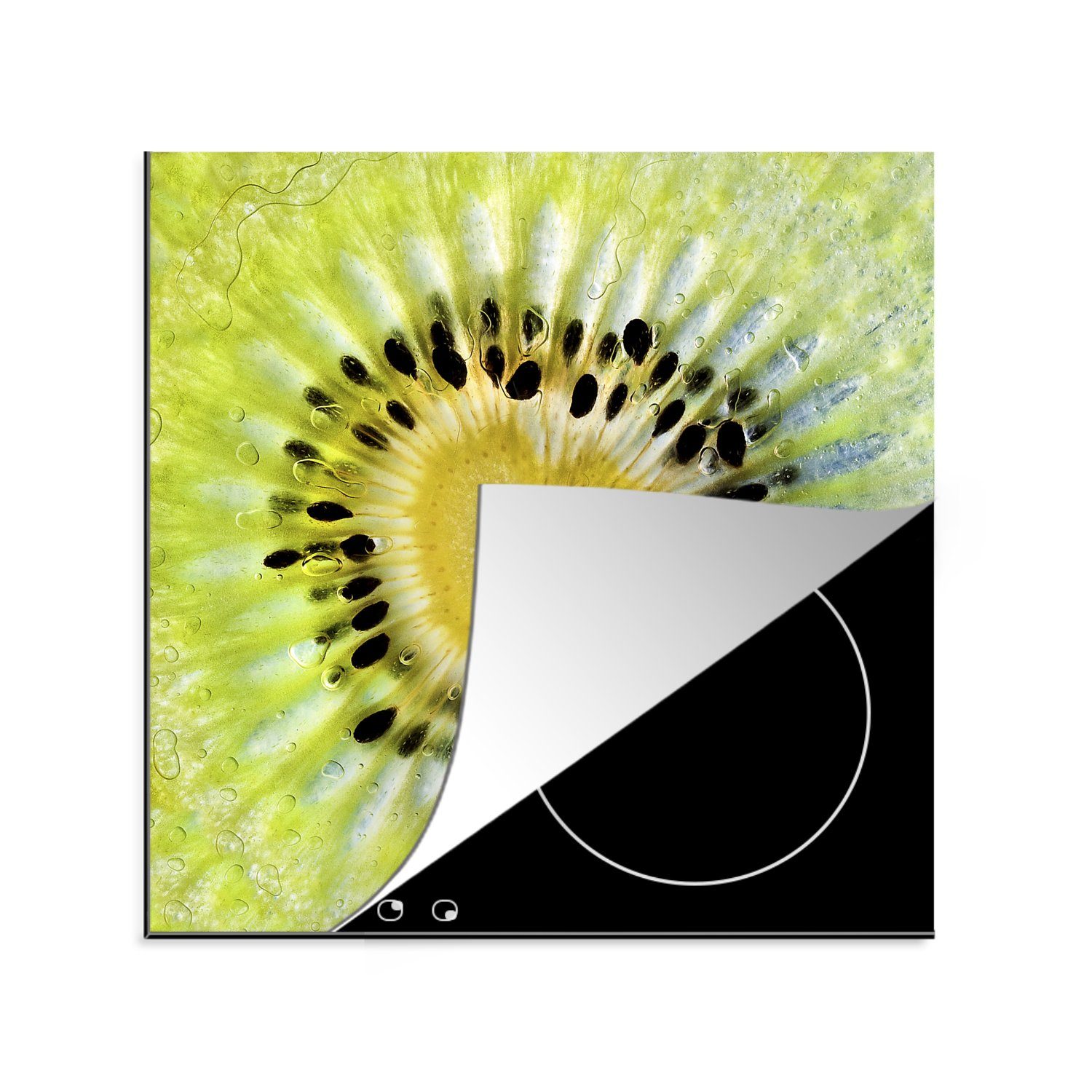 Kiwi Kerne tlg), (1 Vinyl, Ceranfeldabdeckung, Herdblende-/Abdeckplatte küche - 78x78 für Herz, cm, - Arbeitsplatte MuchoWow