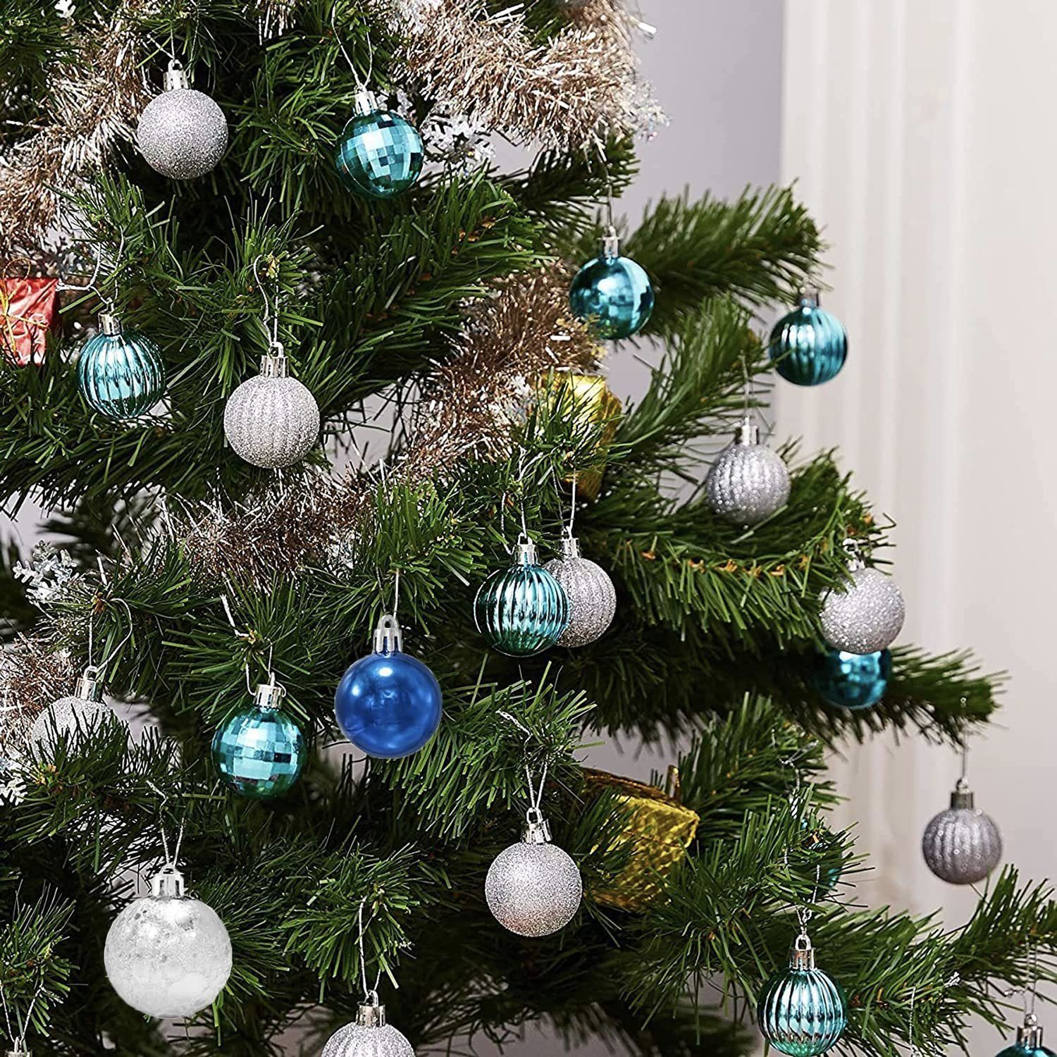 Weihnachtsbaumkugel 30er 3cm Set Coonoor Christbaumschmuck blau Weihnachtskugel,