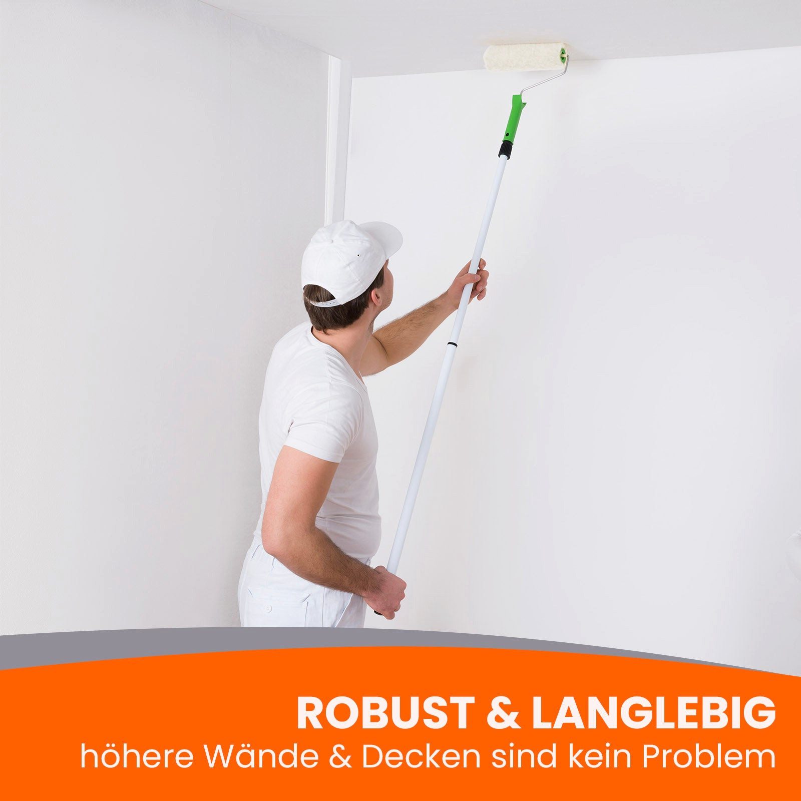 BEKATEQ Farbroller BE-77W Teleskopstange Set für Farbroller, Ausziehbar von 80cm bis 130cm