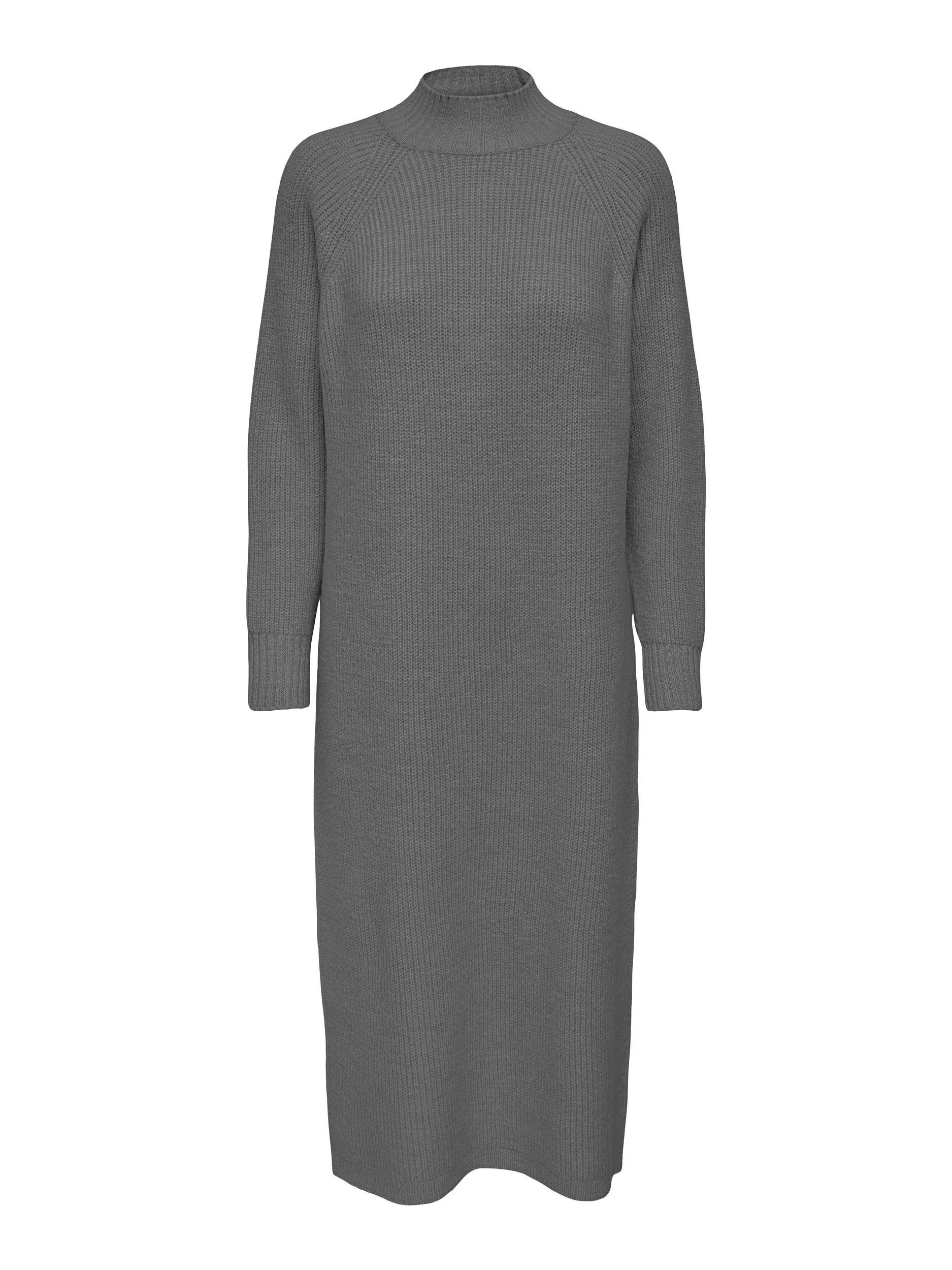 Höchste Beliebtheit 2024 ONLY Strickkleid ONLANDREA CC SLIT Grey MAXI KNT Melange Dark HIGHNECK LS