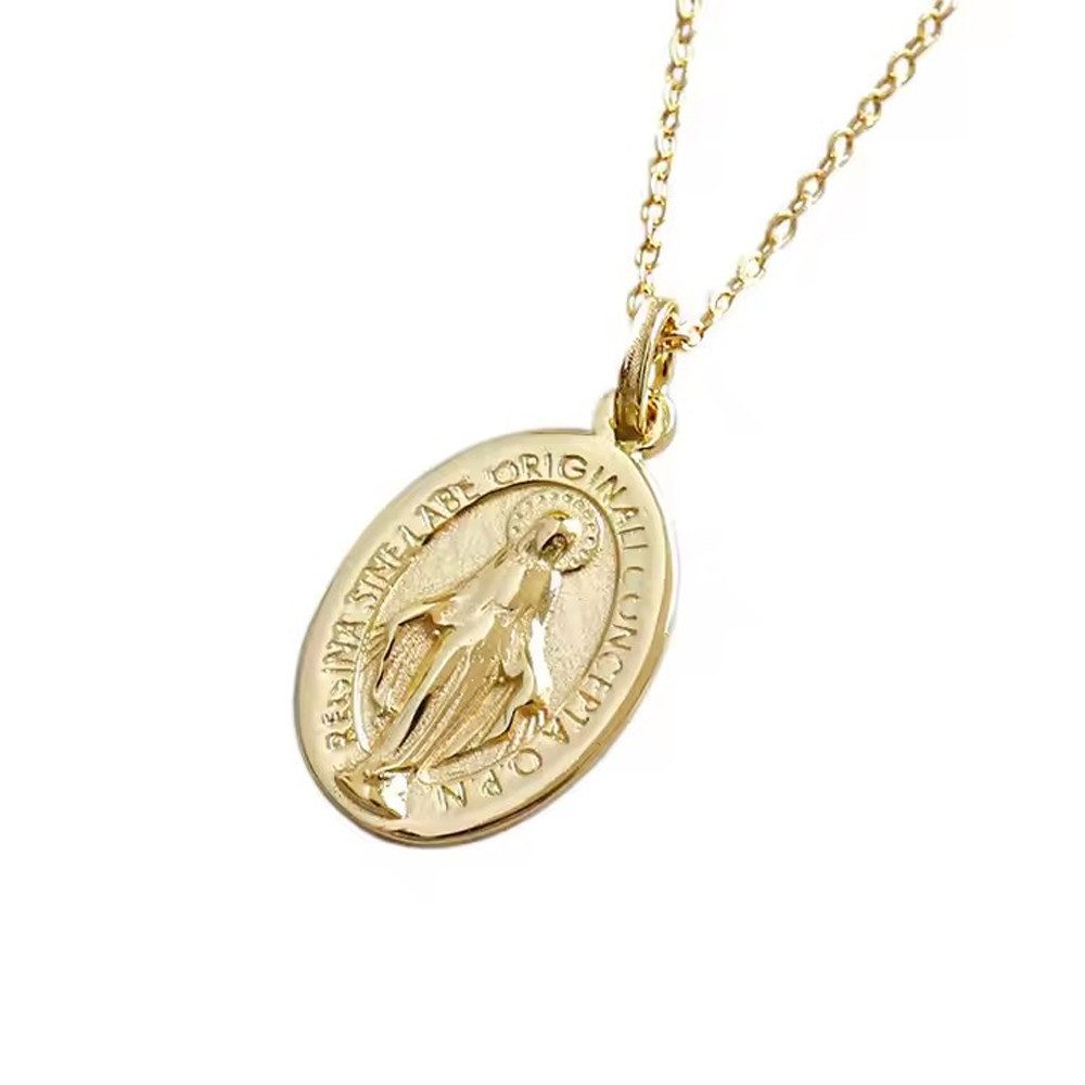 Runde Perlé Kette mit Anhänger Jungfrau Maria, Kreuz, Madonna 925er Silber, günstig online kaufen