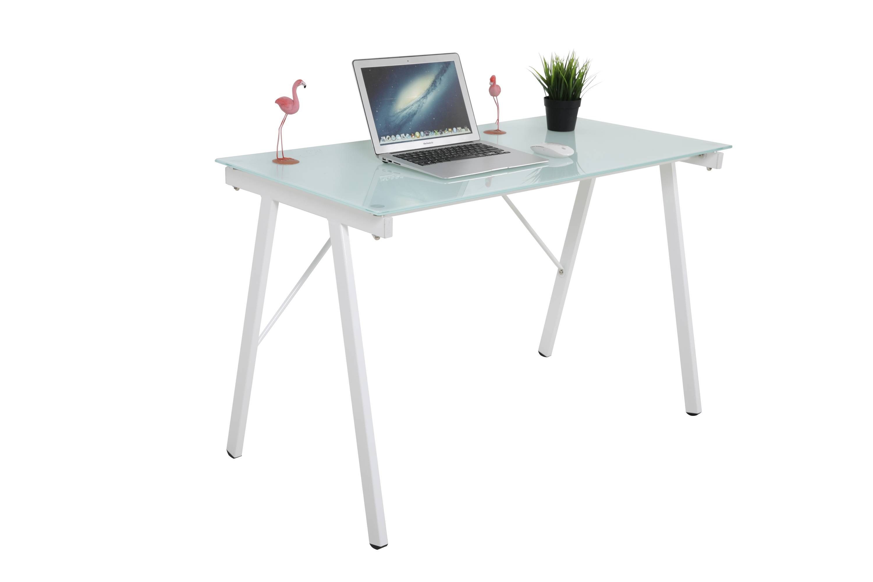 Schreibtisch Living Sicherheitsglas GMD WAIN, mit Schreibtisch Tischplatte aus weiß