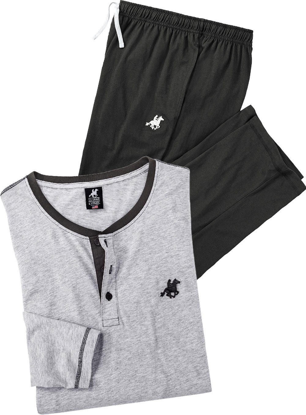 US Grand Polo Pyjama (Set, 2 tlg) bequem, atmungsaktiv, mit softem Tragegefühl schwarz