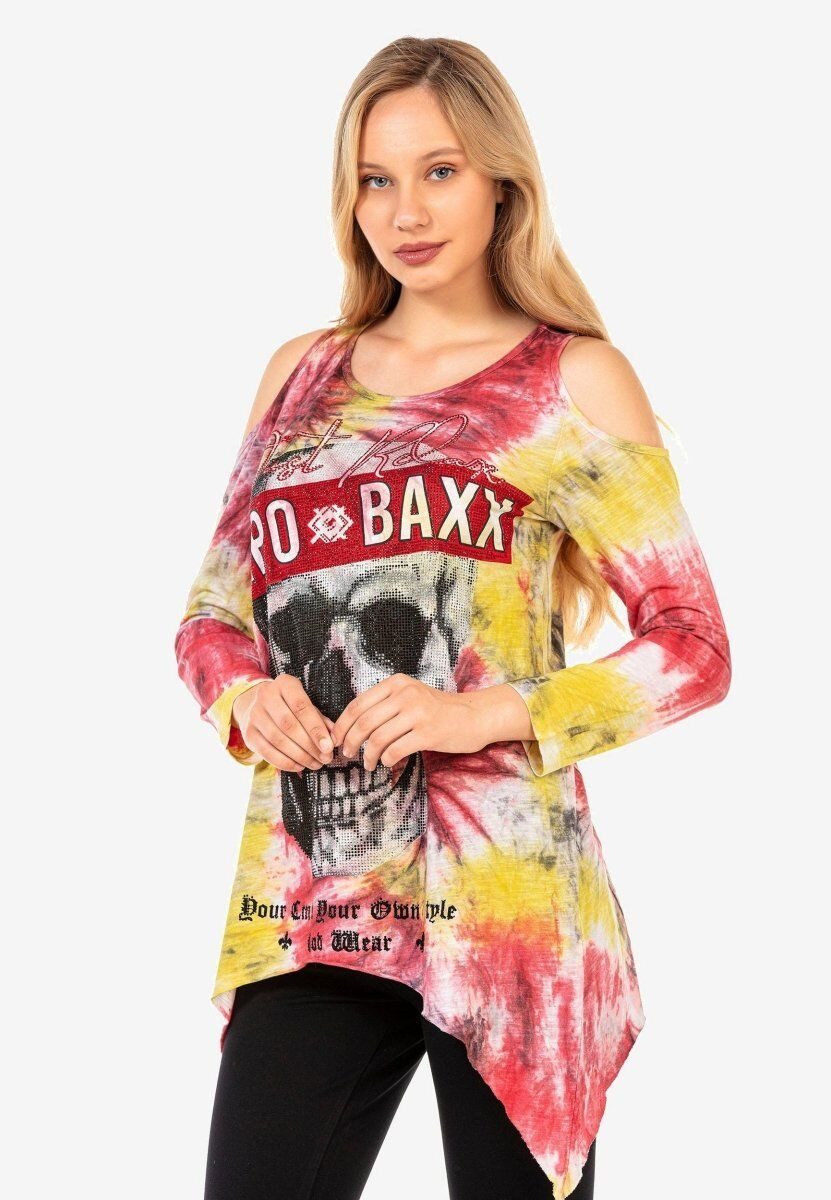Cipo & Baxx T-Shirt LONG SLEEVE T-SHIRT zusätzlich mit kleinen, glitzernden Steinchen besetzt