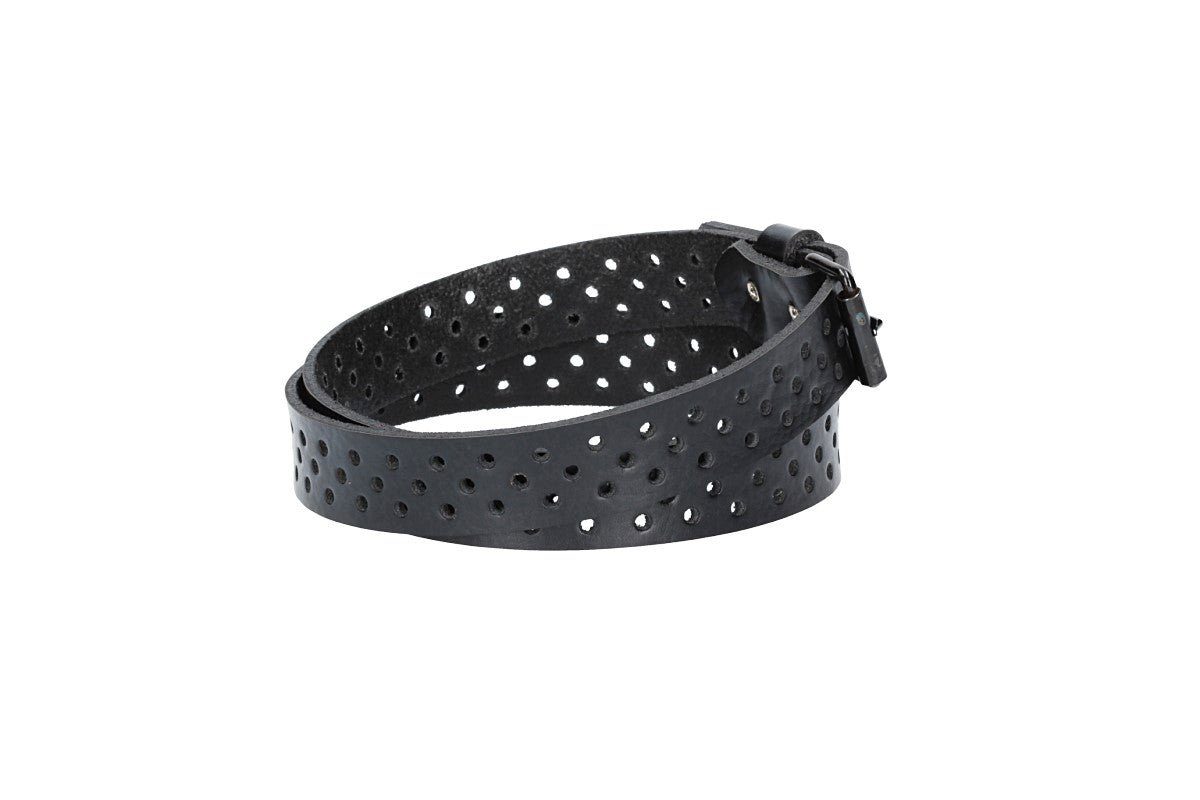 kiddybelts Ledergürtel Schwarz Mini 20mm mit durchgehender Lochung und dunkler Rollschließe (KB18-790, 1-St) sehr weiches Vollrindleder – Bild 4 von 5