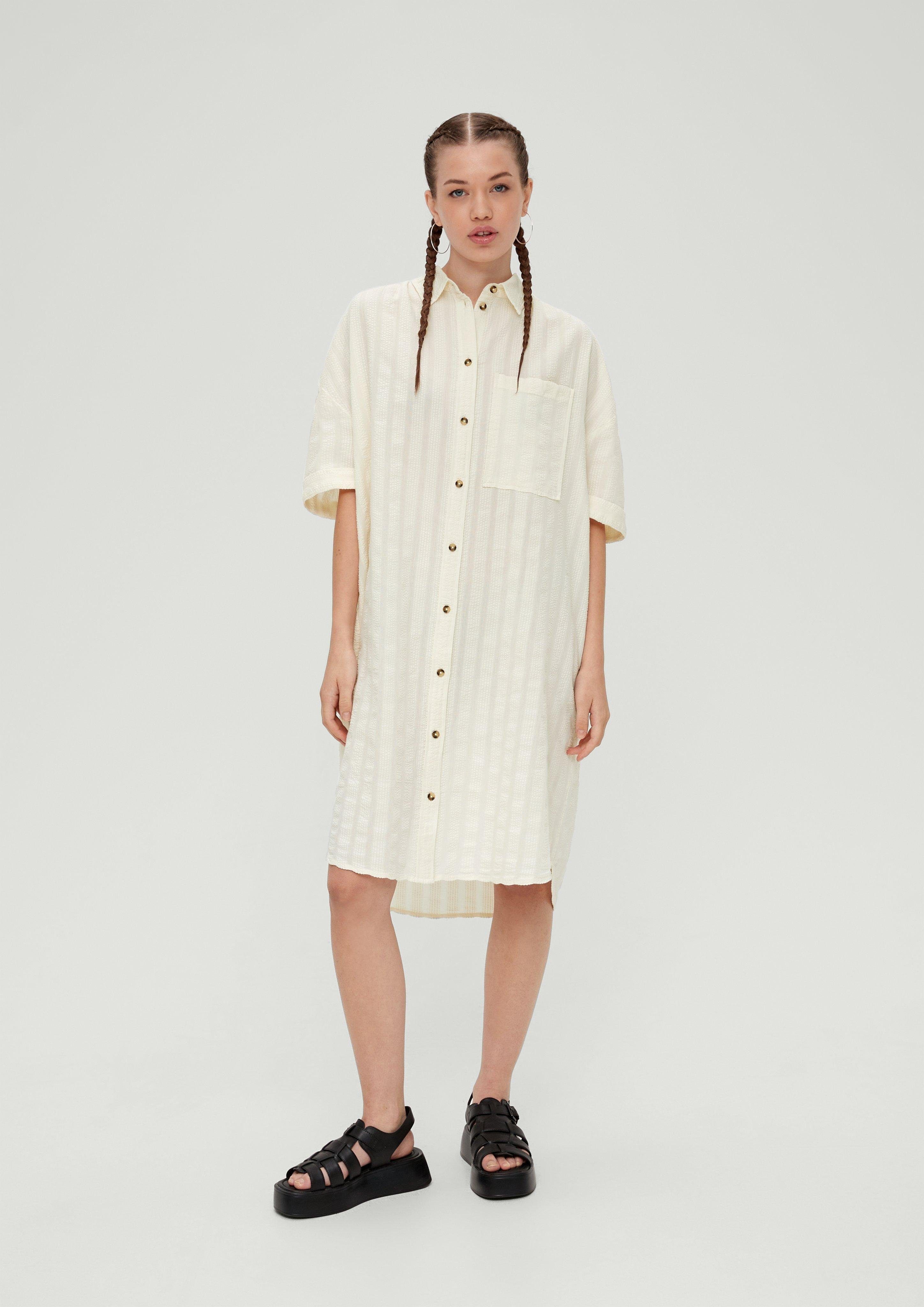 QS Minikleid Blusenkleid aus sand Baumwolle helles