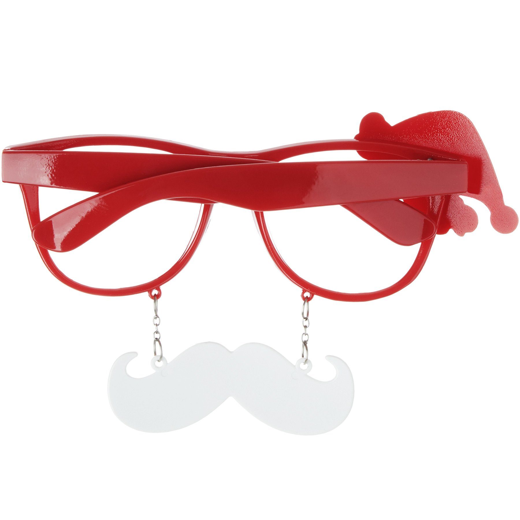 dressforfun Kostüm Partybrille, auch Scherzbrille, in rot/weiß, Beweglicher Schnurrbart, Für Mottopartys, Abbildung einer Weihnachtsmannmütze mit Schriftzug