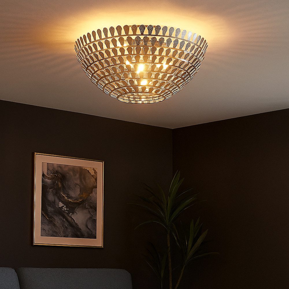 TRIO Leuchten Deckenleuchte, Leuchtmittel nicht inklusive, Deckenlampe Deckenleuchte Wohnzimmerlampe Flurleuchte chrom D 35 cm